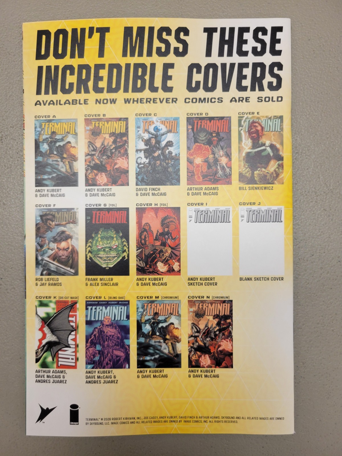 Terminal #1 1:25 Sienkiewicz Variant Image Kirkman 2026