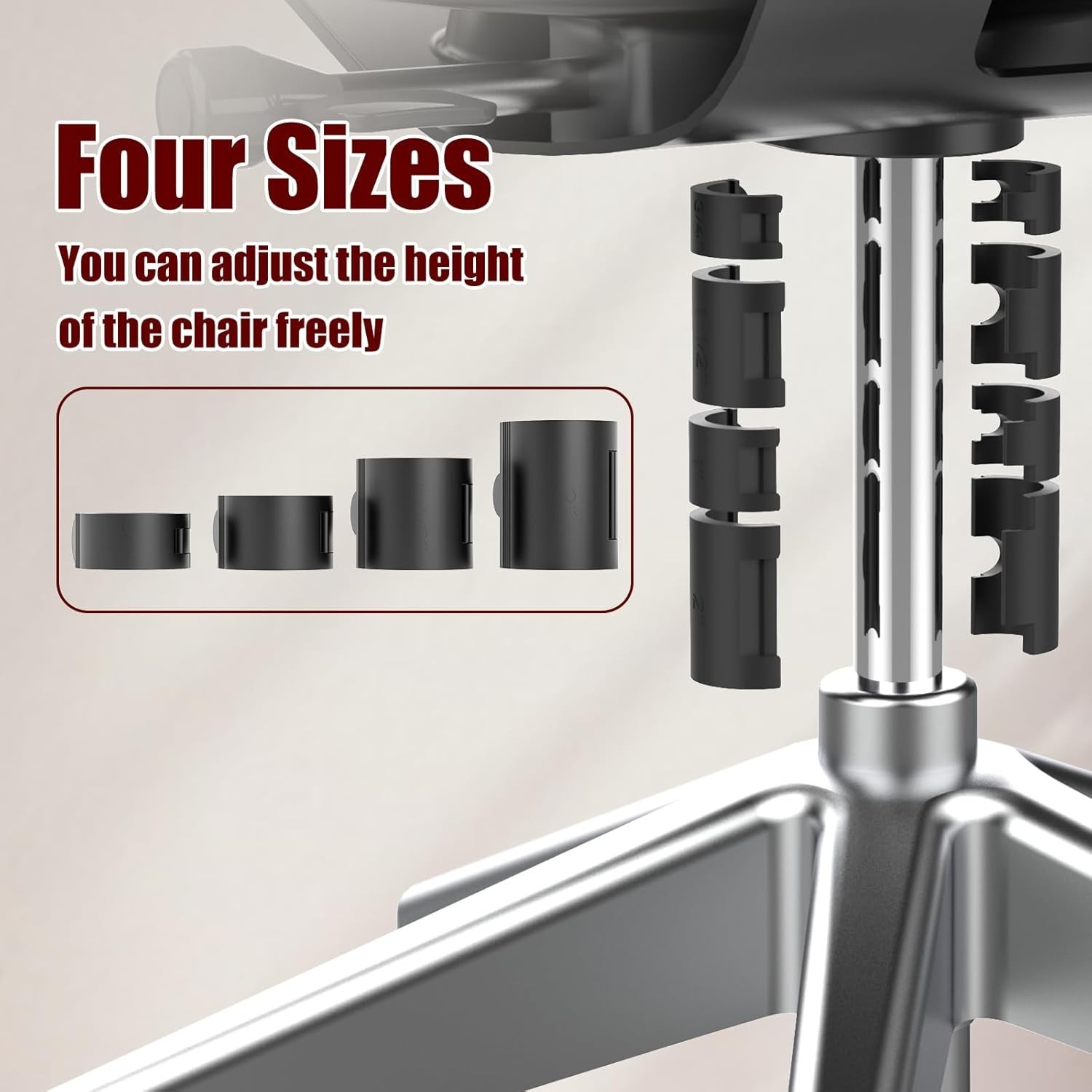 Office Chair Lift Rod Fixing Clamp Heavy Duty Piston Support Black 4pcs