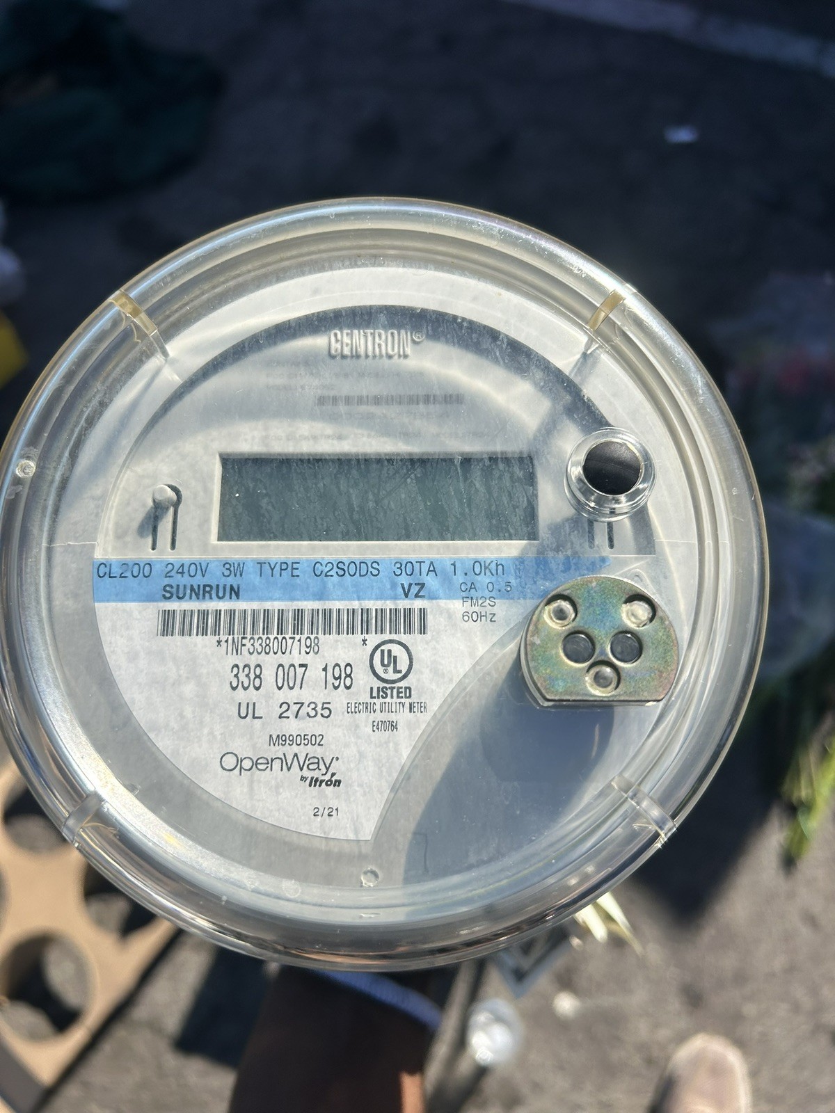 CENTRON ITRON Sunrun Openway Smart Meter CL200 240V 3W Type C2S0DS