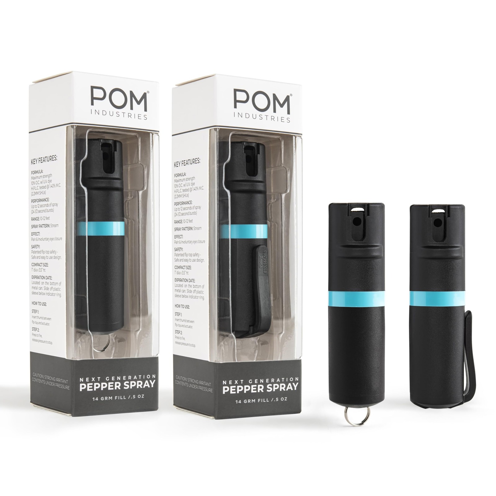 Pepper Spray Combo Pack Clip & Keychain - Maximum Strength OC Spray Self Defe...
