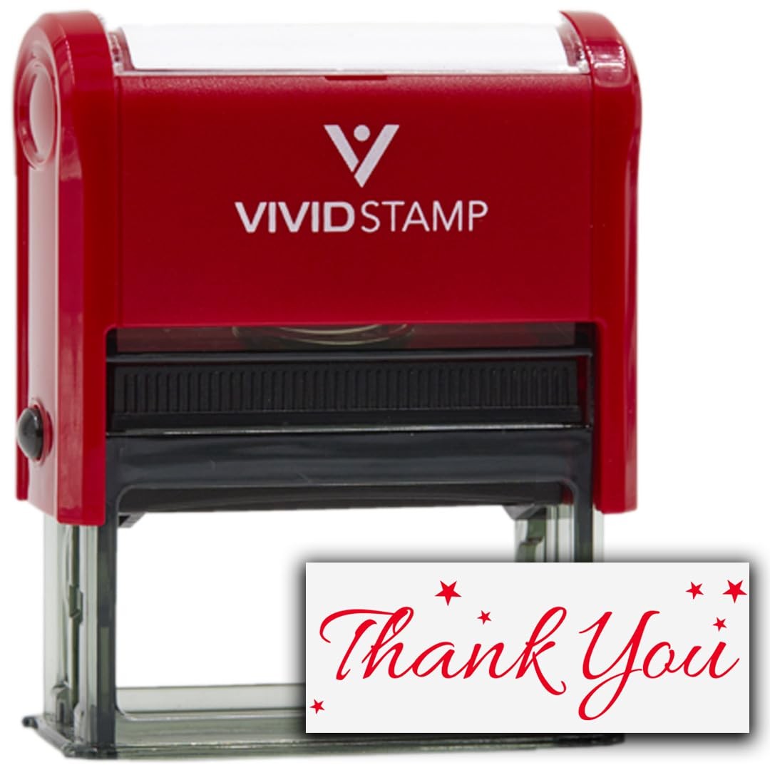 Thank You Stars Self Inking Rubber Stamp Red Ink XLarge Office Stamper New