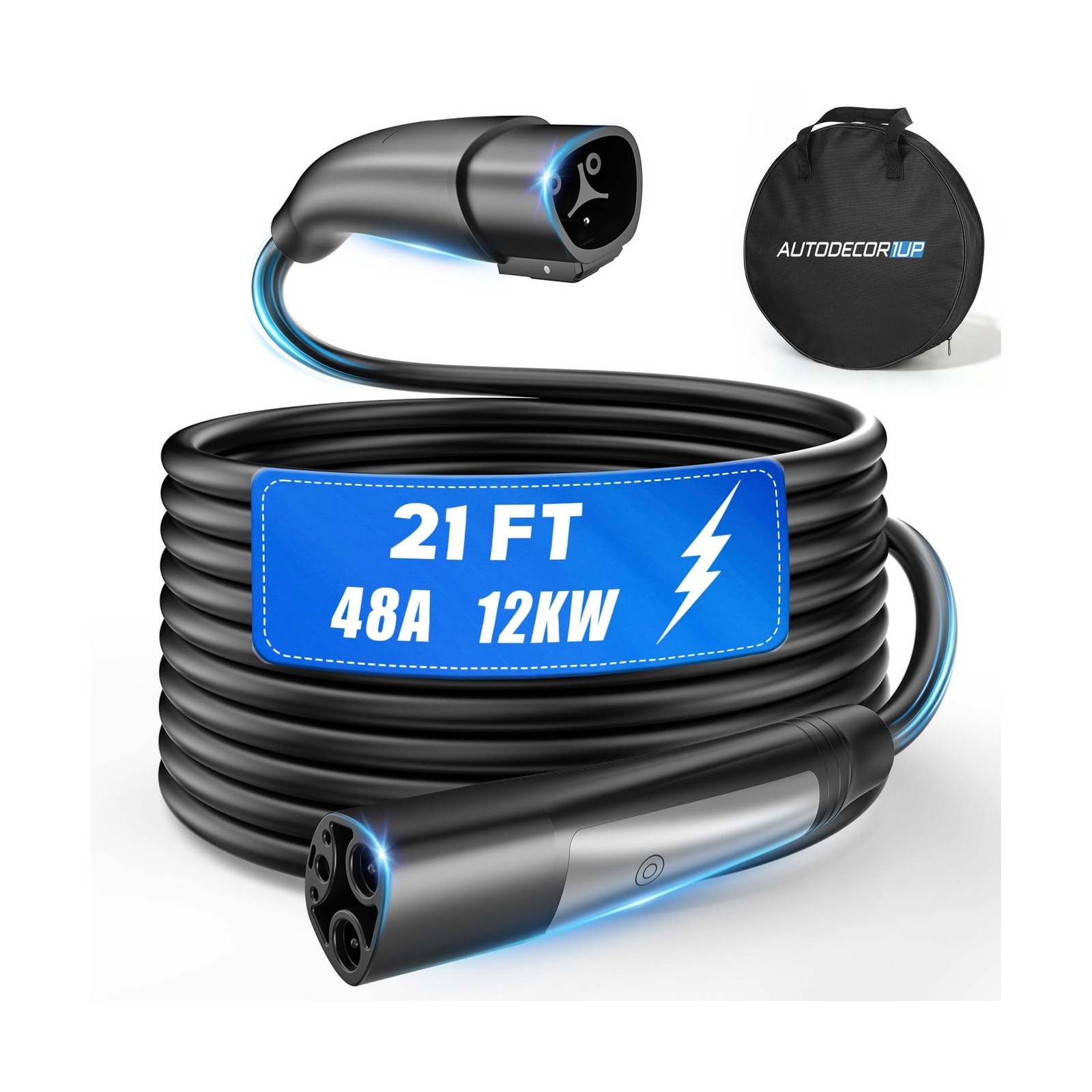 21 ft 48A Tesla Charger Extension Cable, NACS EV Cord, Black | UL Certified S...