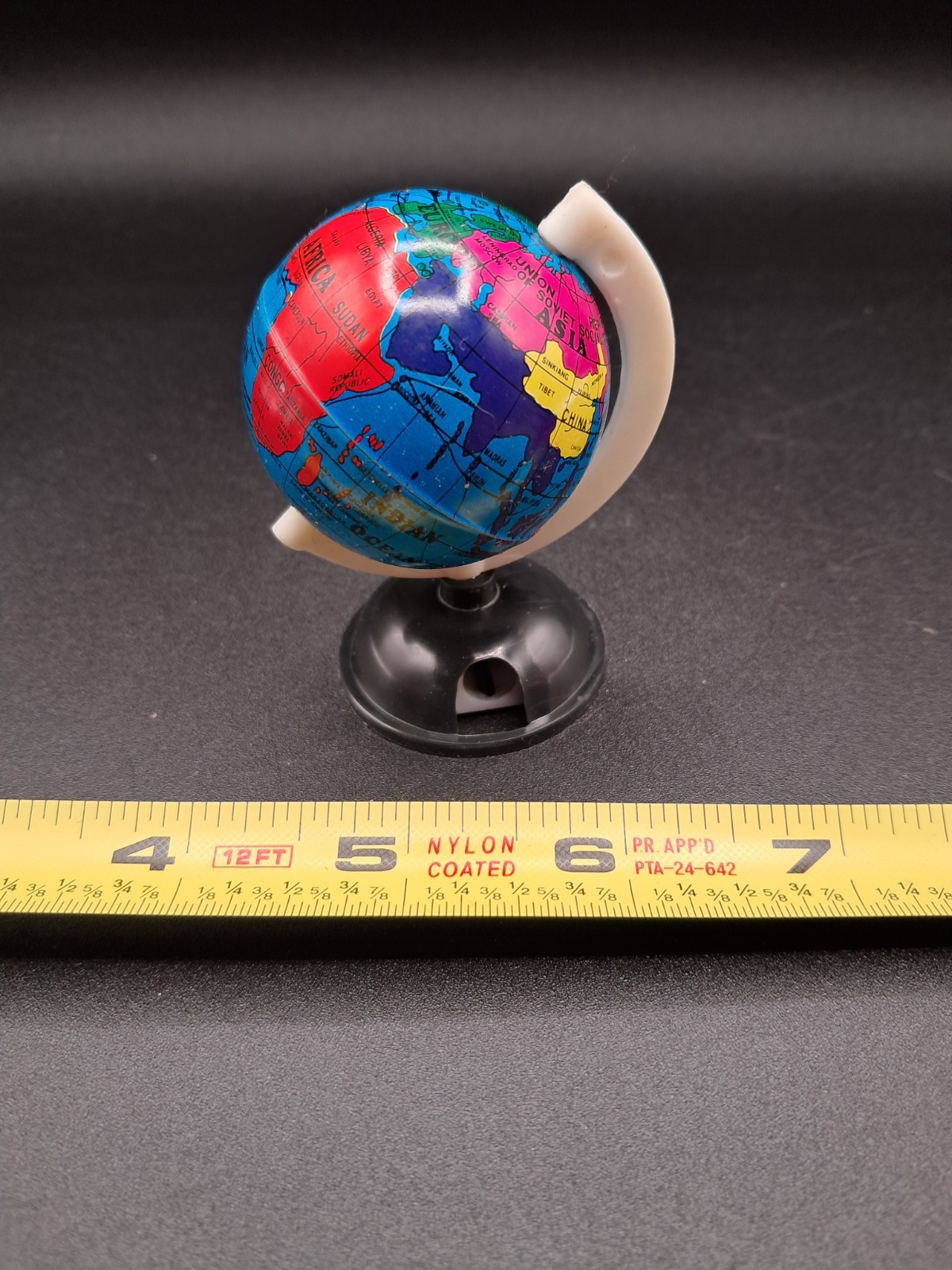 Miniature vintage world globe pencil sharpener with box