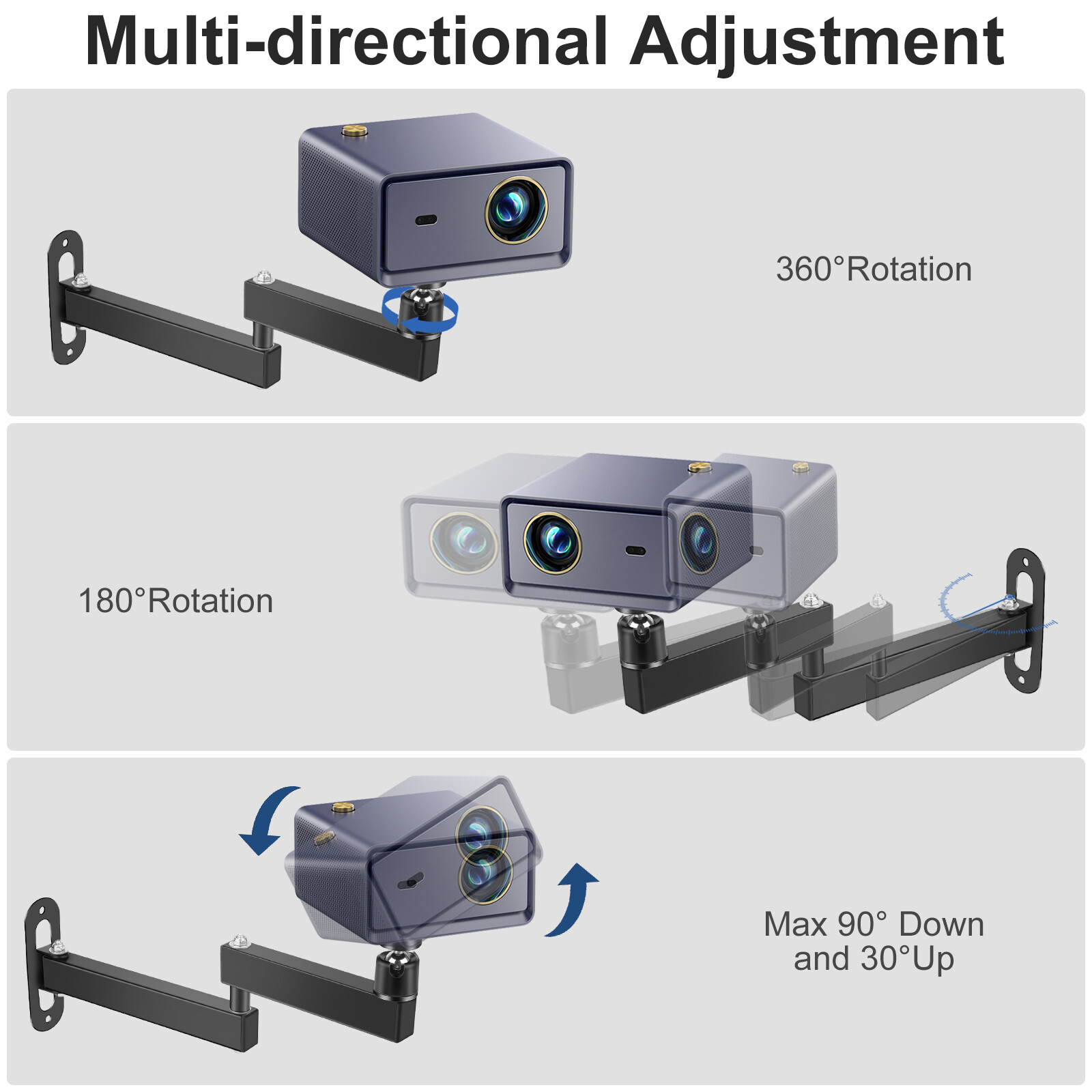 Foldable Projector Wall Ceiling Mount 1/4" Screw for Mini Projector DLP Camera
