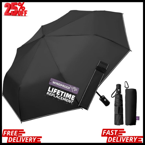 Compact Travel Windproof Umbrella, 43" Auto open/close Folding Quick Dry Umbrell