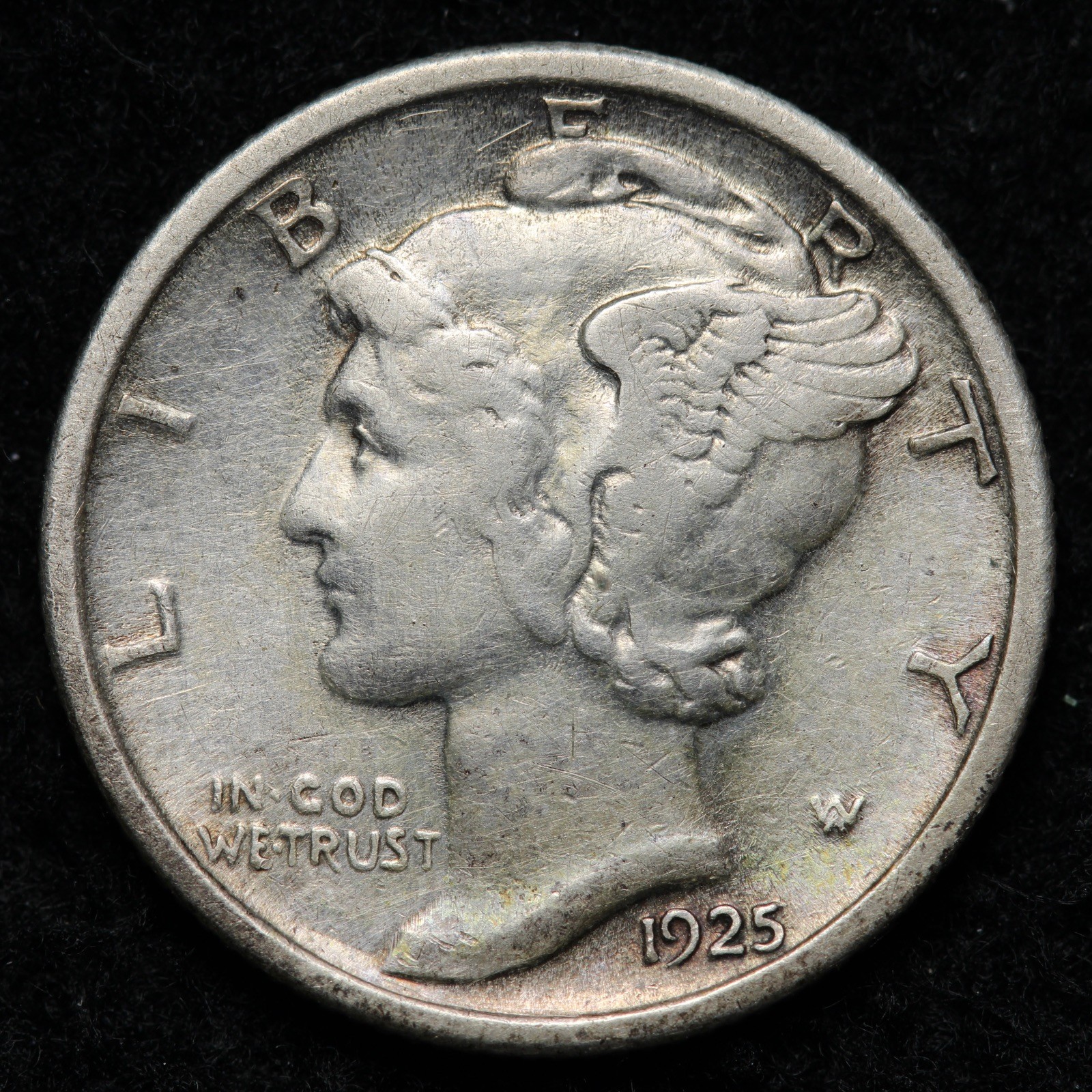 1925 Mercury Silver Dime AU E292 RACQ