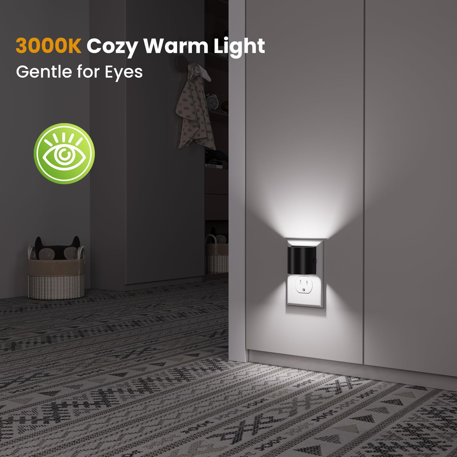 Night Light, Lights Plug into Wall, 2 Pack, Dim LED 2 pack, White-3.0