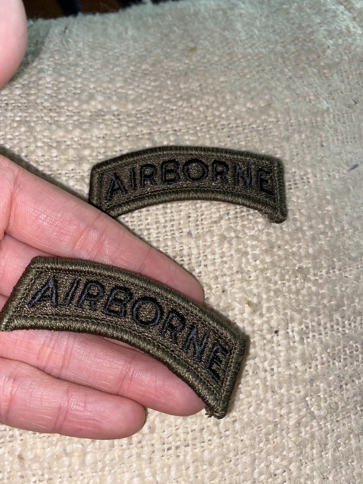 2 -101st Airborne Patch Tabs-SUBUDED/BLACK-SEW ON-NEW OLD STOCK