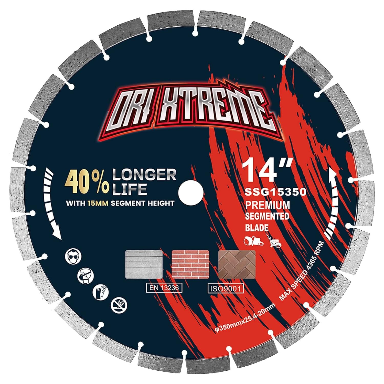 14 Inch Diamond Concrete Saw Blade, Segmented General Purpose Blade Dry/Wet Cutt