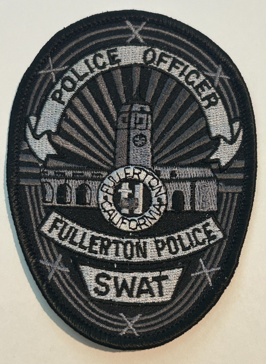 Fullerton California Police Black Swat Subdued 4.25" Patch Unused
