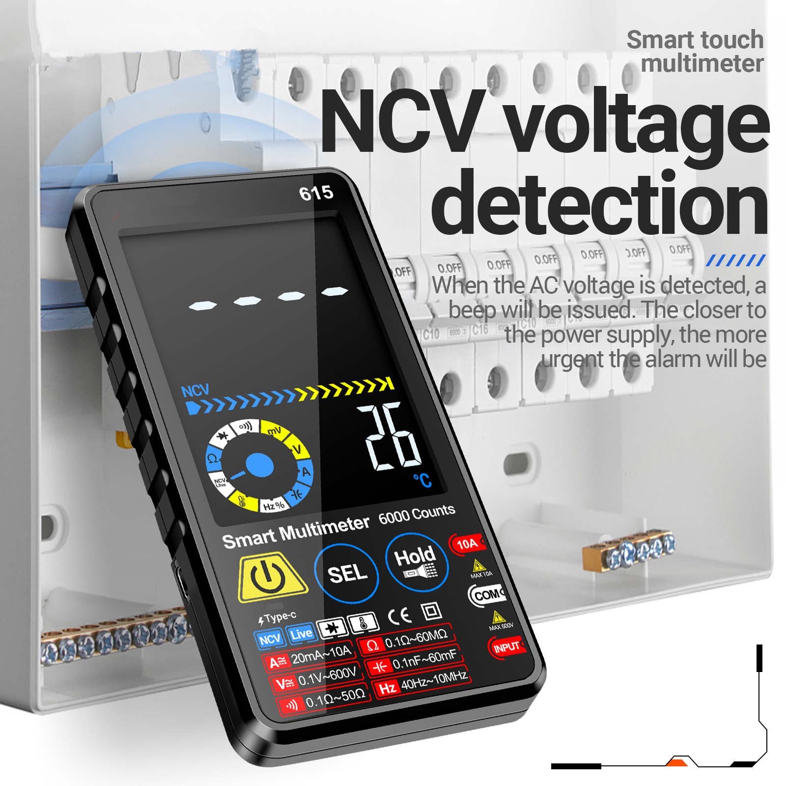 Digital Multimeter Tester Auto Range 6000 Counts For AC DC Current Volt Ohm Hz