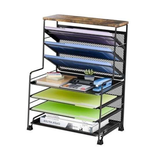 8-Tier Desk File Organizer for Office, Home or School, Black