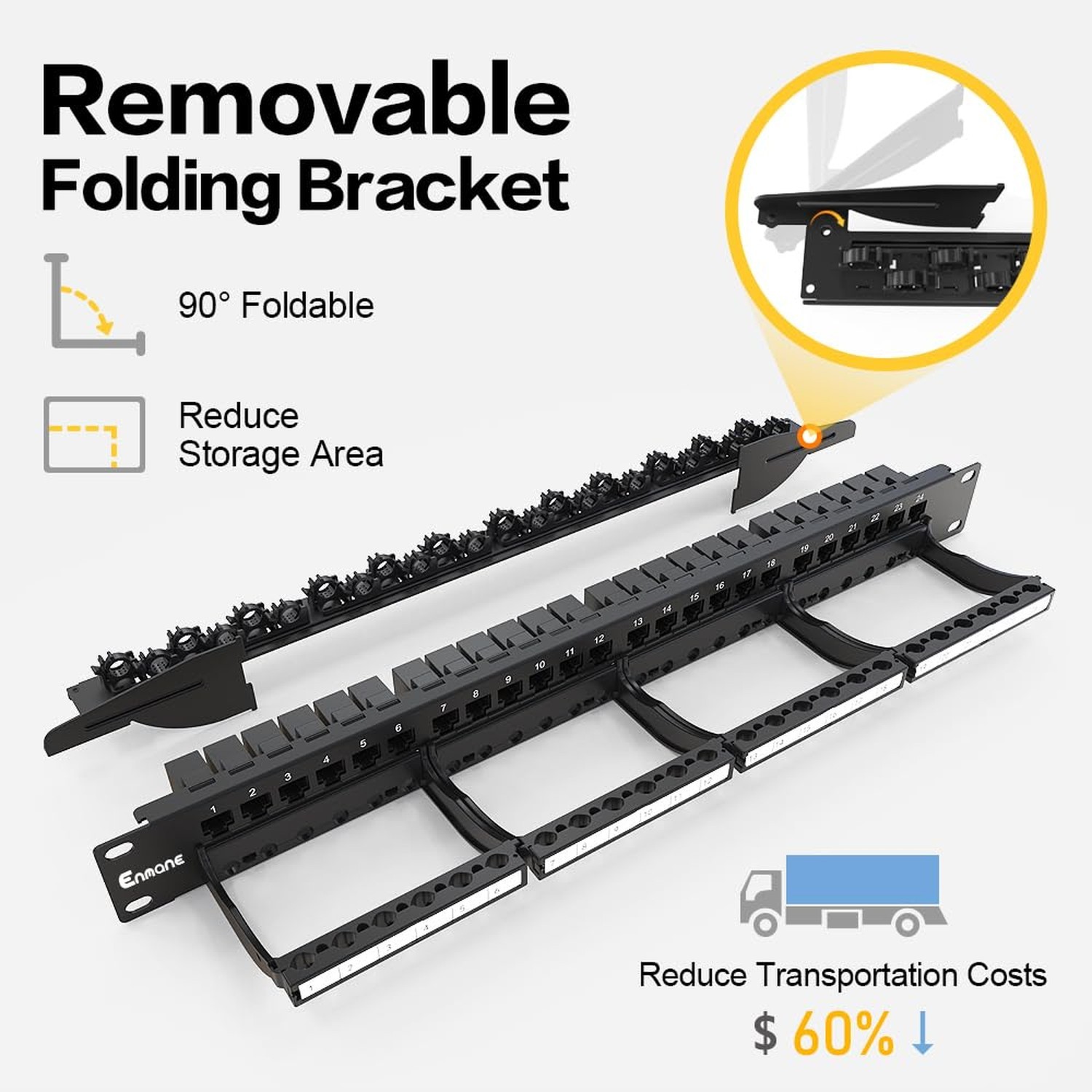 24 Port Patch Panel RJ45 Patch Panel CAT6a Keystone UTP with Smart Cable Mana...