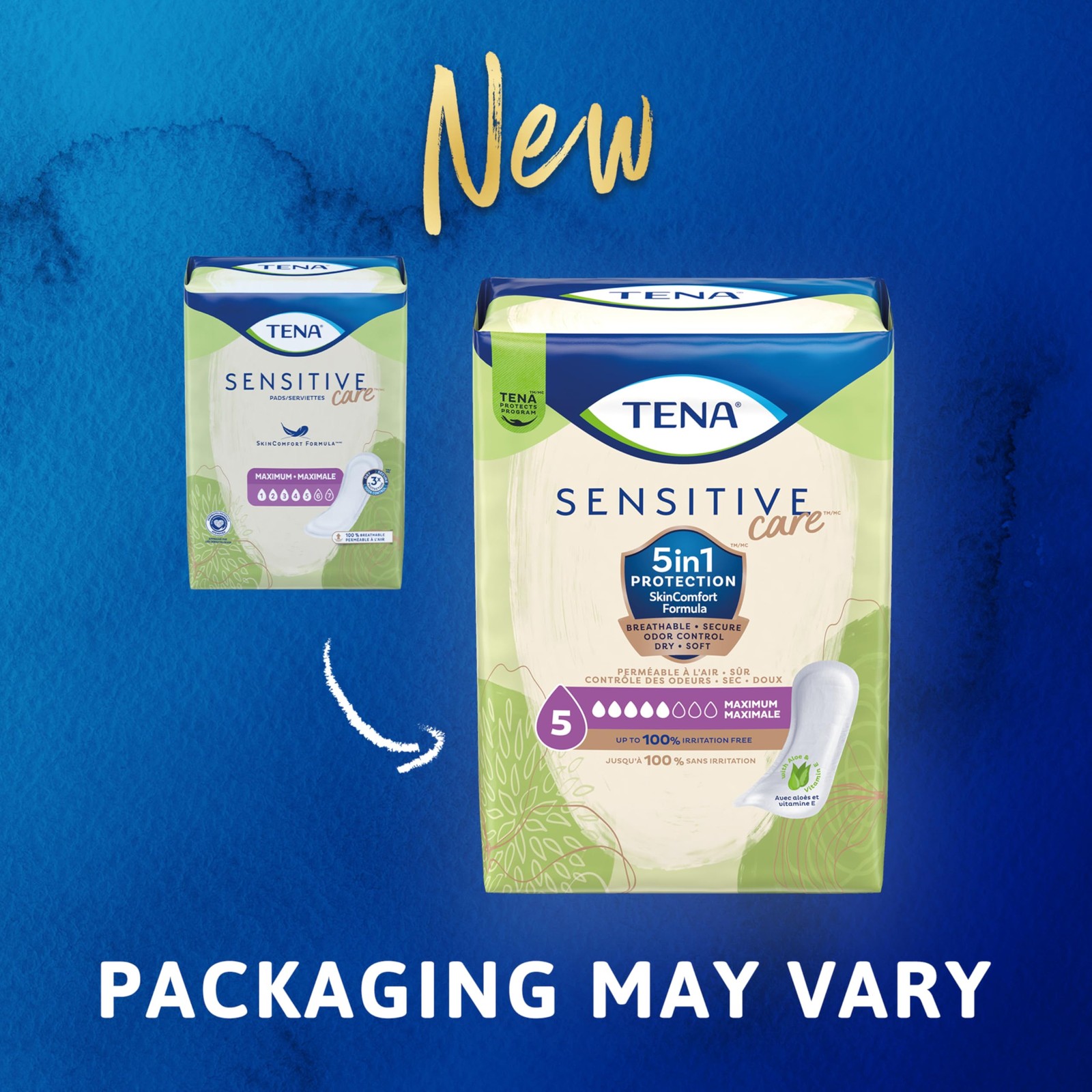 TENA Sensitive Care Maximum Pads, Regular Length, 56 count Regular, White