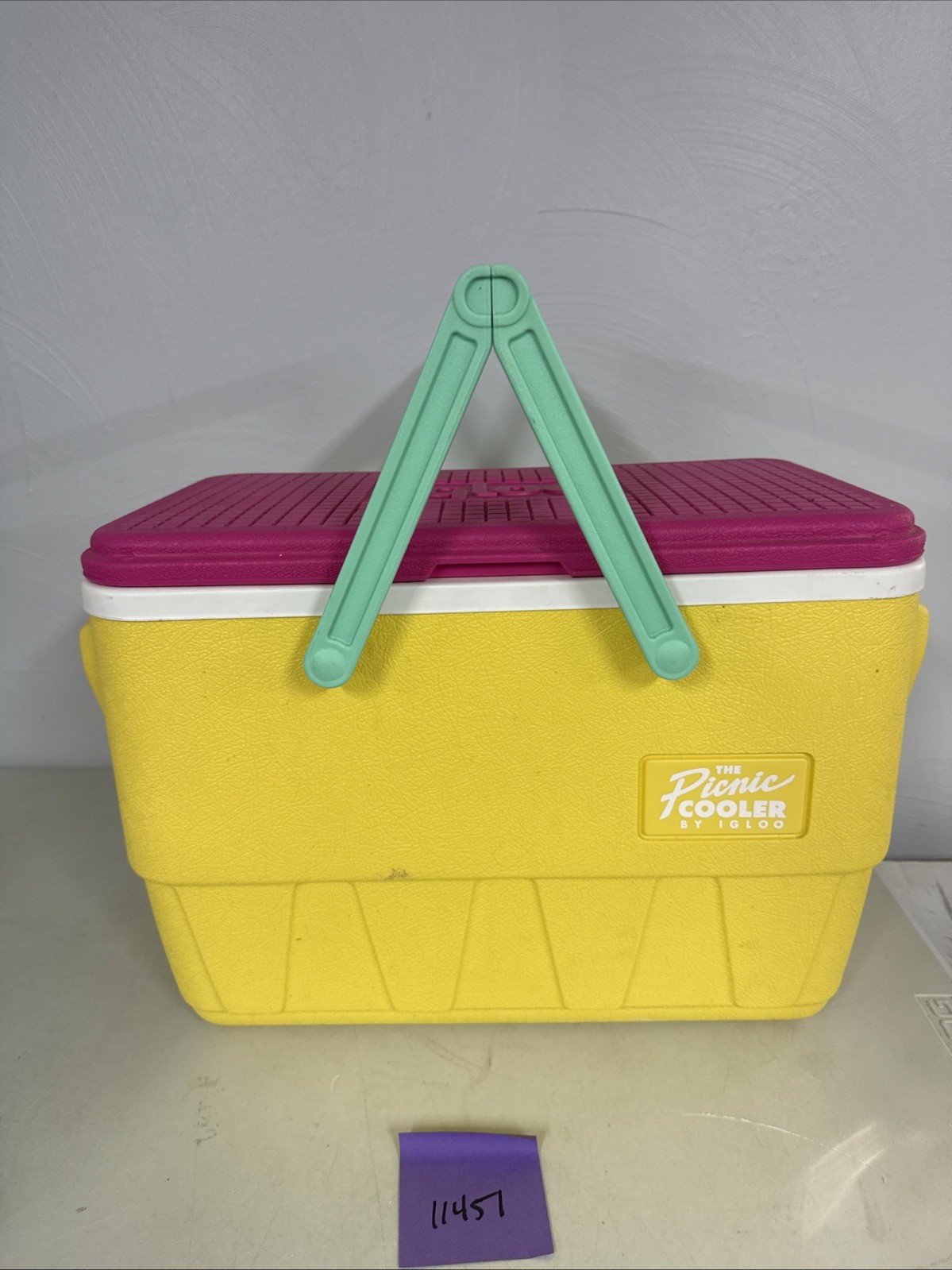 IGLOO The Picnic Basket Retro Cooler Yellow Pink Teal Handles Throwback USA