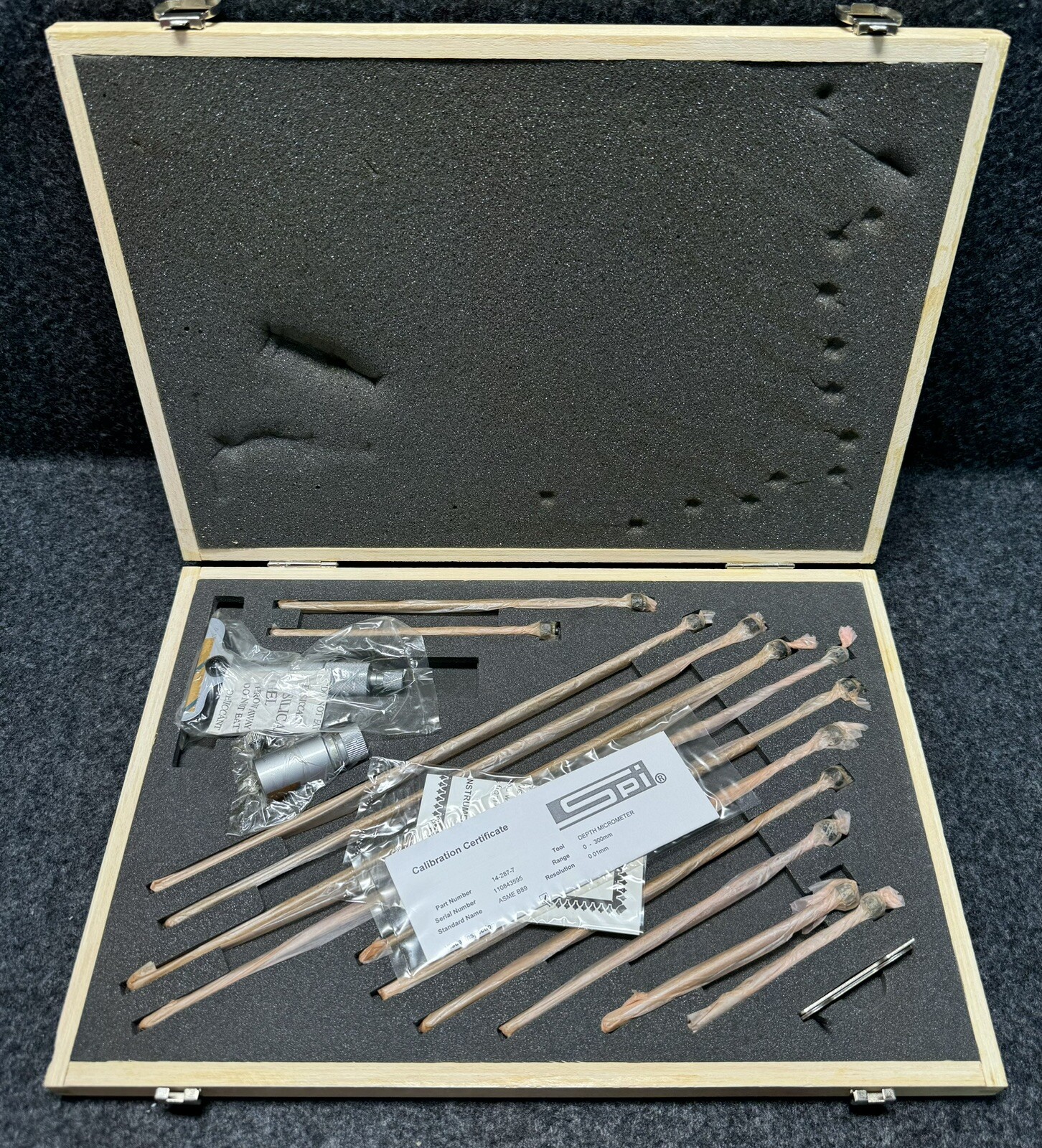 SPI Depth Micrometer Kit 0-300mm Range 63mm Base 14-287-7 76831890