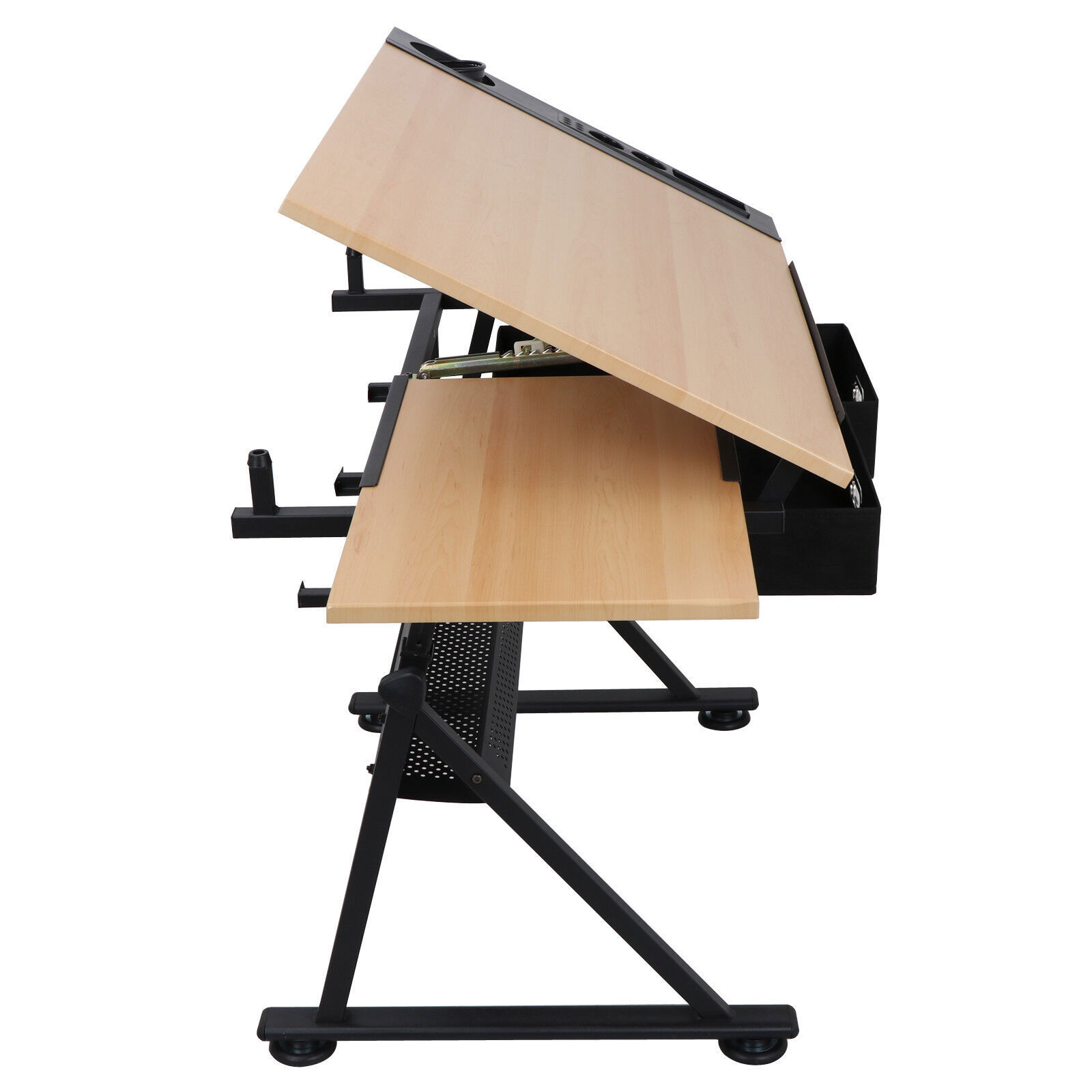 Drafting Drawing Table Tiltable Tabletop Edge Stopper Adjustable Height