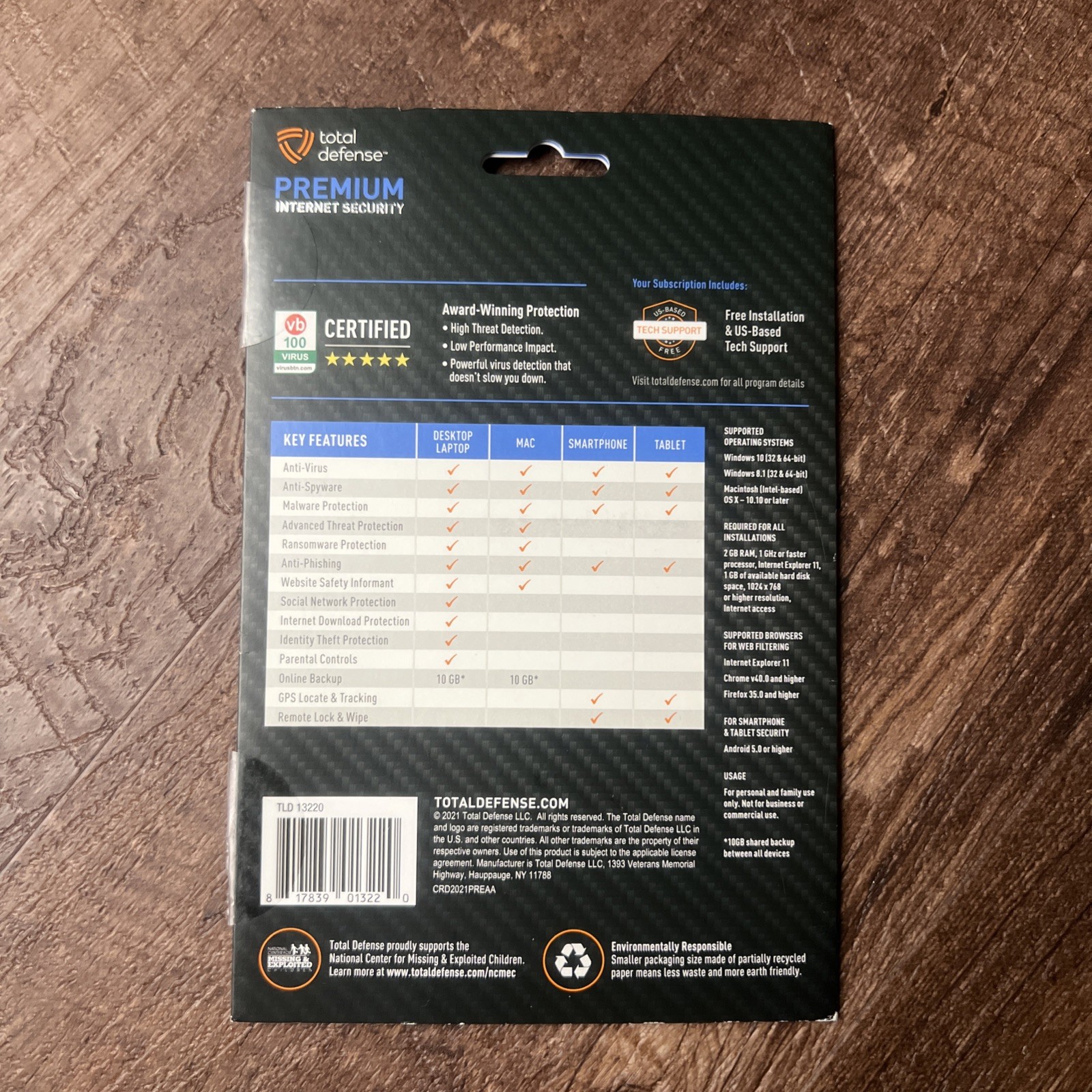 Total Defense Premium Internet Security (TLD13220 5 devices/1yr 10GB)