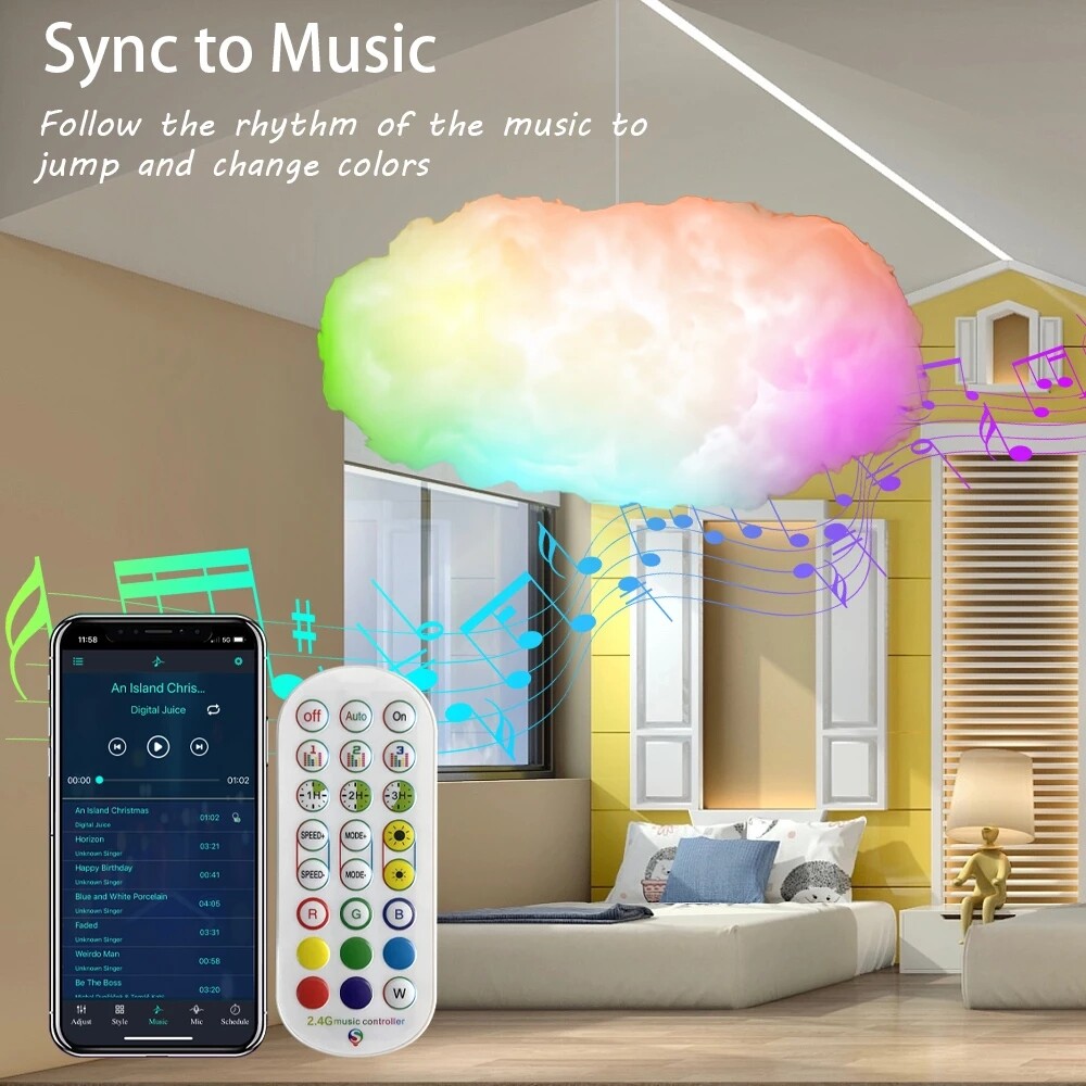 USB Cloud Light APP Control Music Synchronization 3D RGBIC Ambient Light Lightni