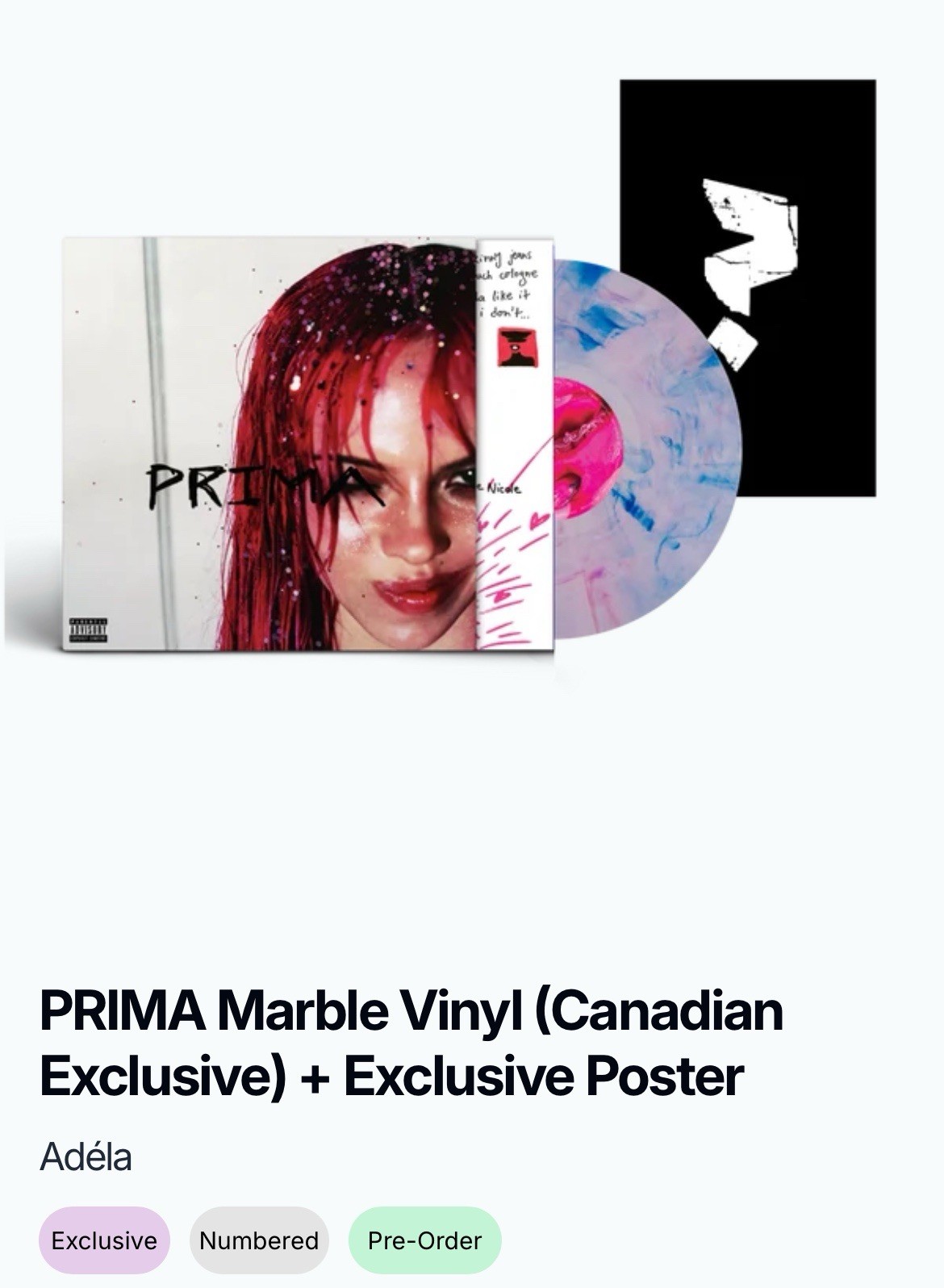 Adela PRIMA Marble Vinyl (Canadian Exclusive) + Exclusive Poster