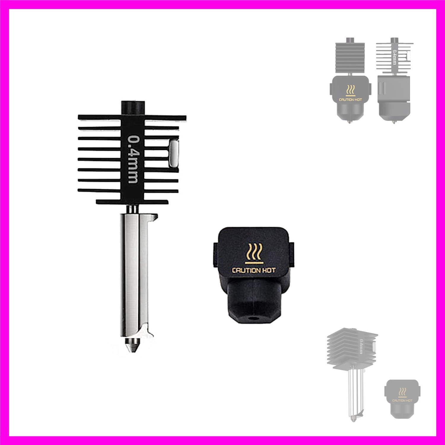 0.4MM Hardened Steel Nozzle Assembly Hotend Kit for Bambu Lab A1 Mini 3D Prin...