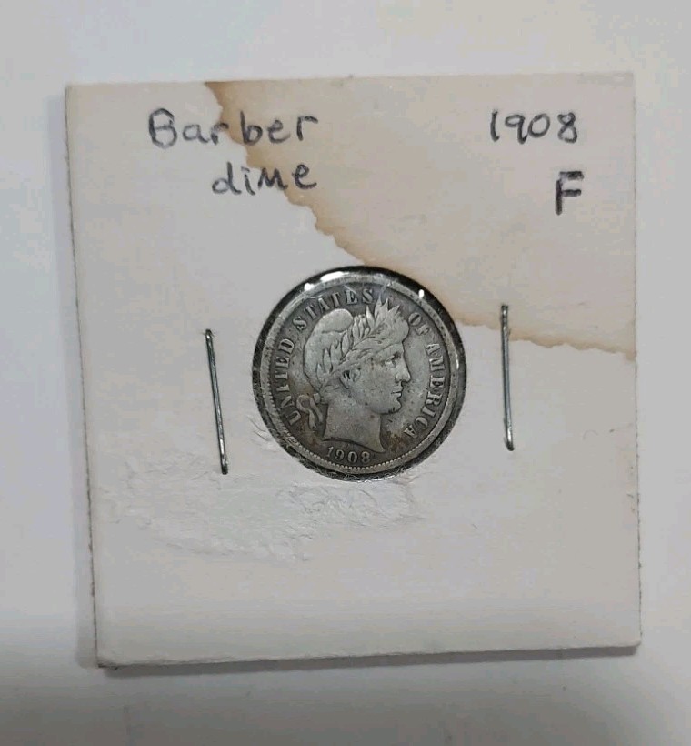 1908 P Barber Dime 90 % Silver Circulated Fine