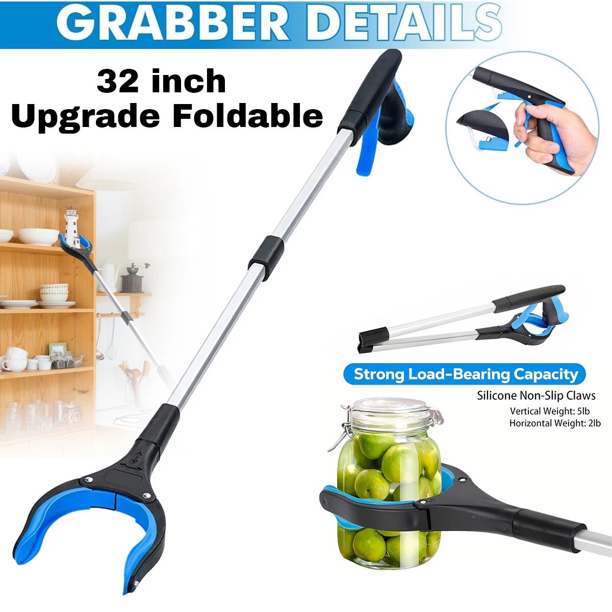 Foldable Grabber Garbage Pliers Trash Collection Tool for Outdoor Cleanup