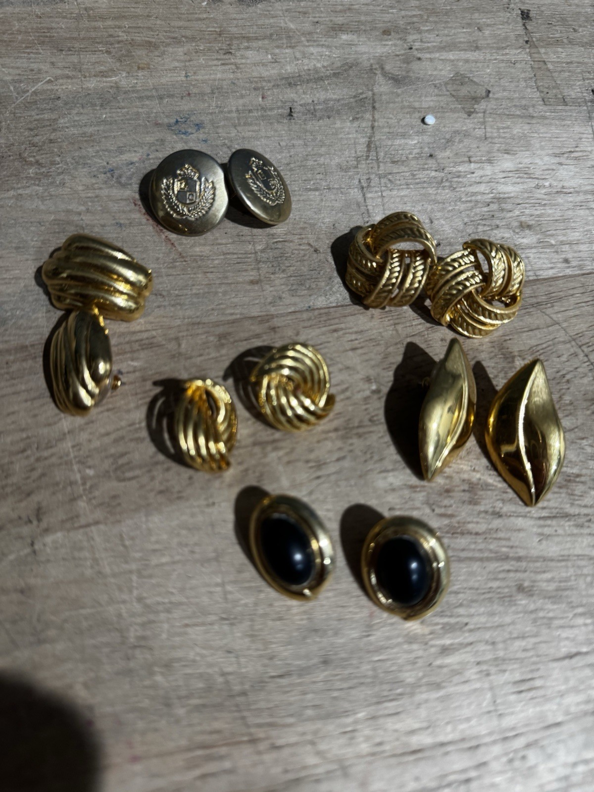 6 Pair Of Gold Colored Earrings