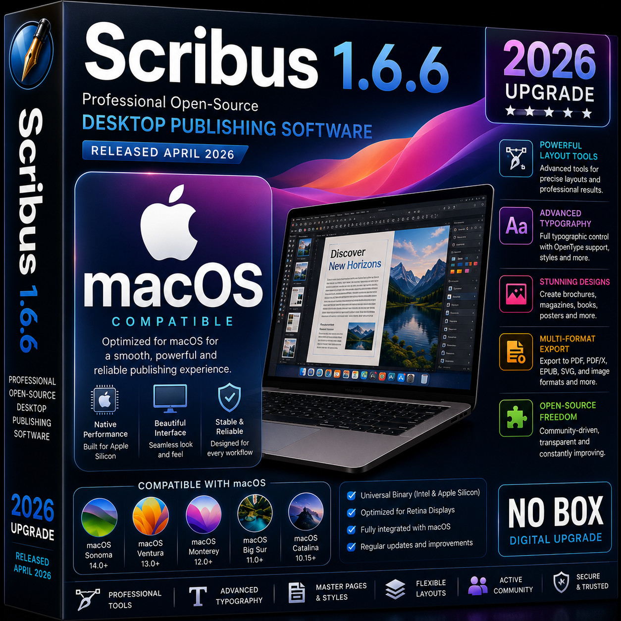 SCRIBUS 2026 PROFESSIONAL DESKTOP PUBLISHING SUITE v1.6.6 Software ~ MAC os CD