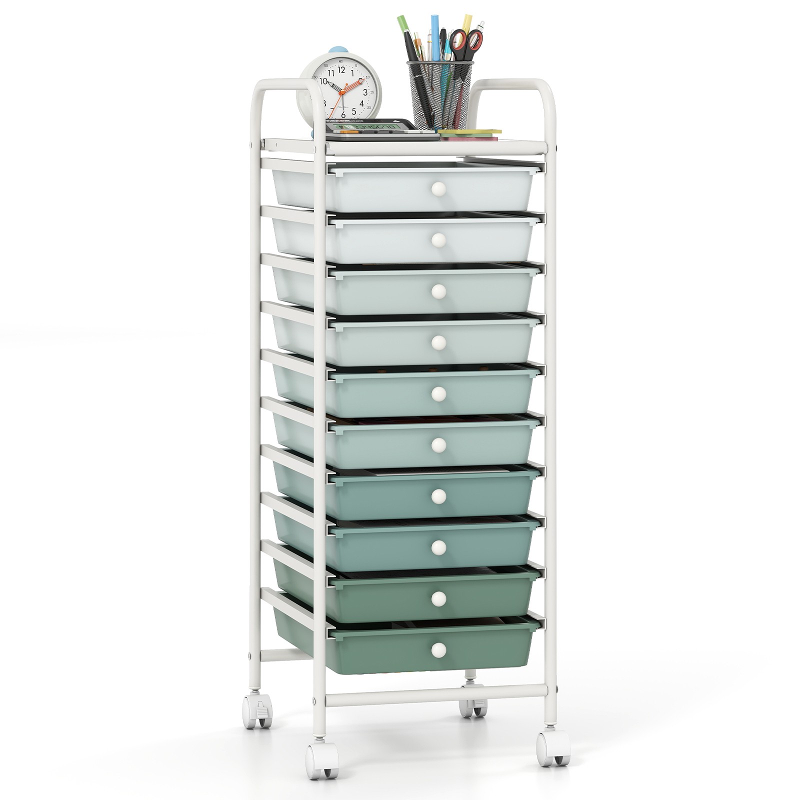 Drawer Rolling Cart, Storage Cart w/ Removable Drawers, Multipurpose Organizer