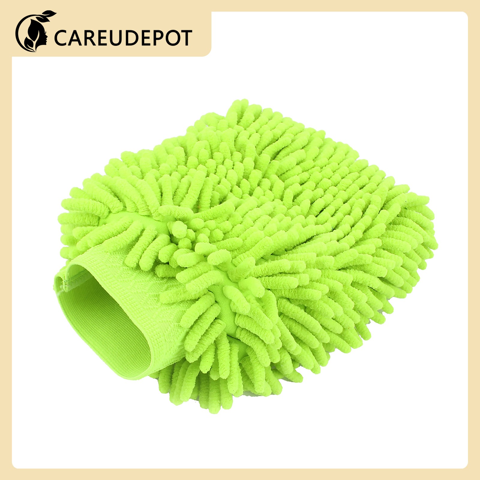 Car Mitt Microfiber Wash Cleaning Glove Anti Scratch Fluorescent Green Item of 1