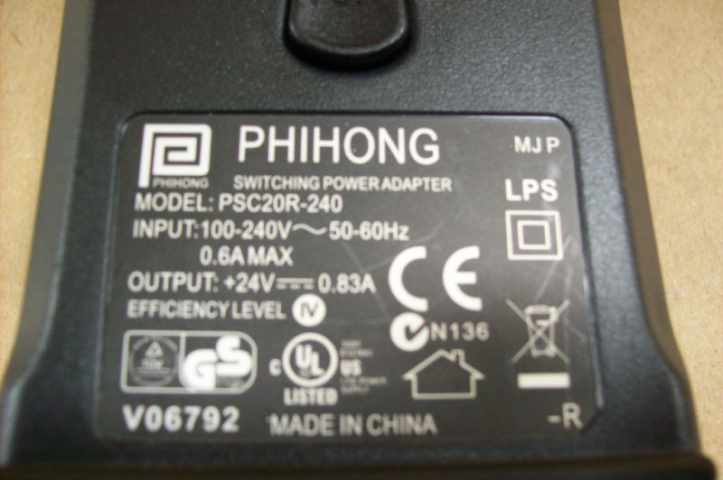 PHIHONG PSC20R-240 SWITCHING POWER ADAPTER