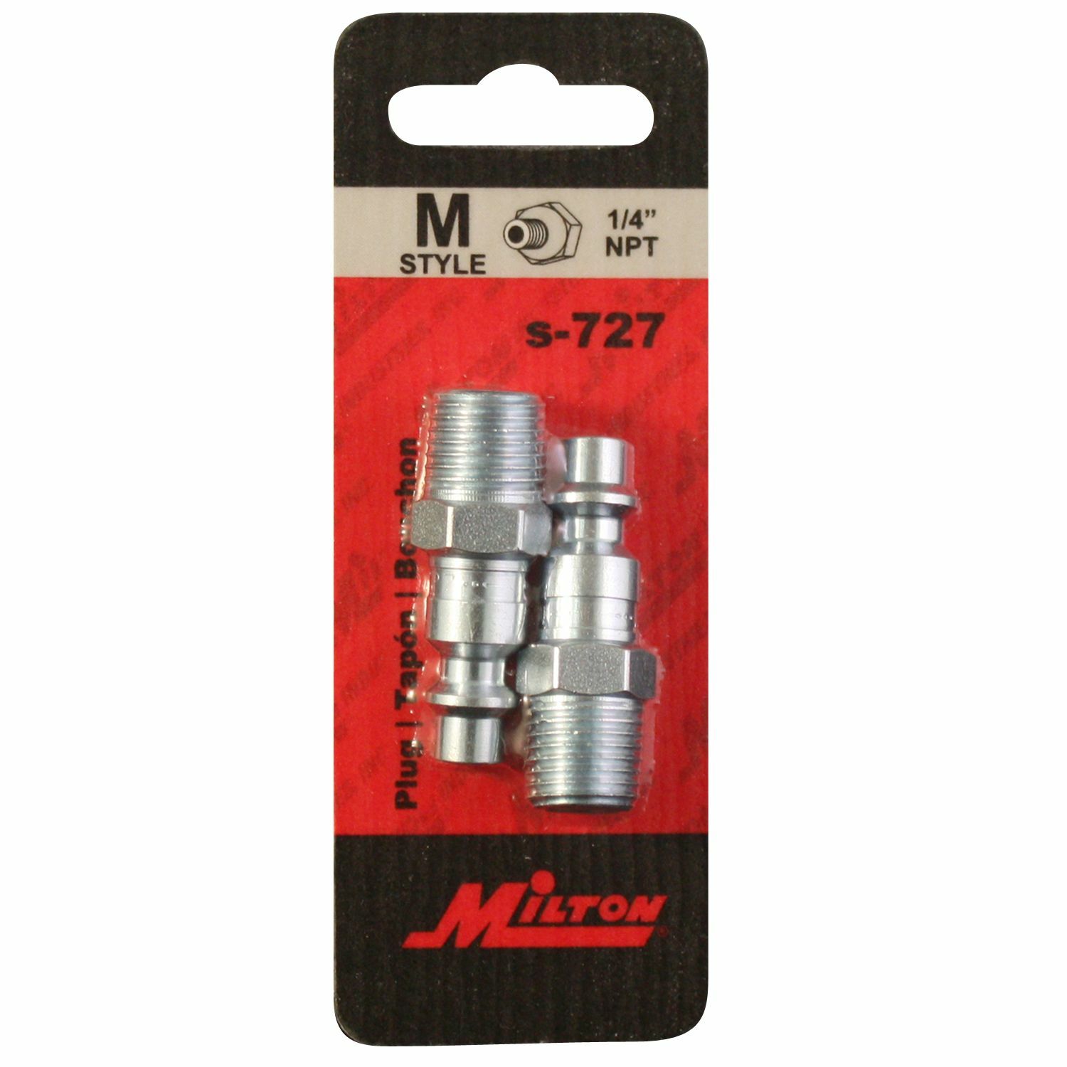 Milton S-727 1/4" MNPT M Style Plug 2 Pack