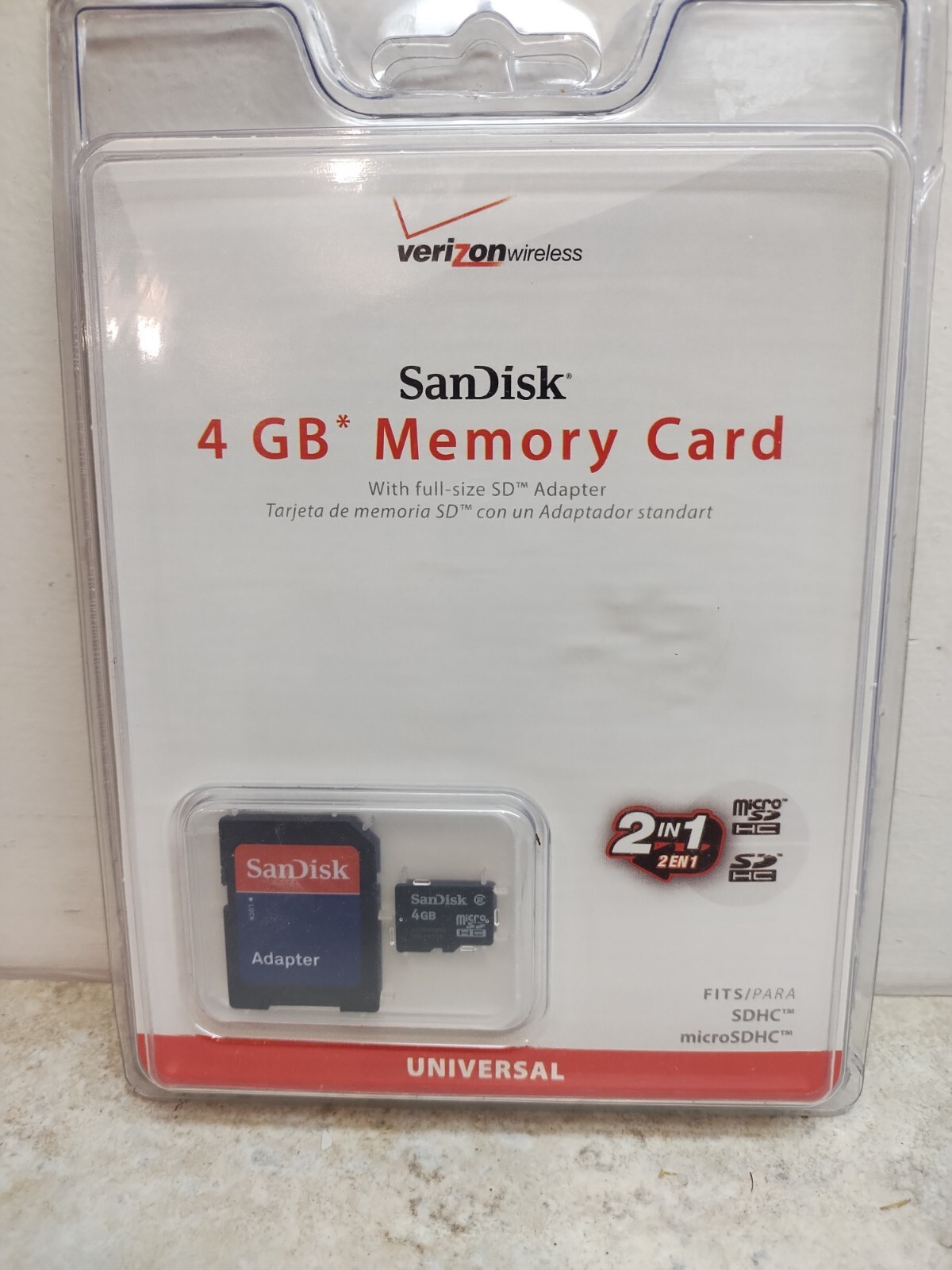 SanDisk Micro SDHC Card With Adapter 4GB Verizon Wireless New