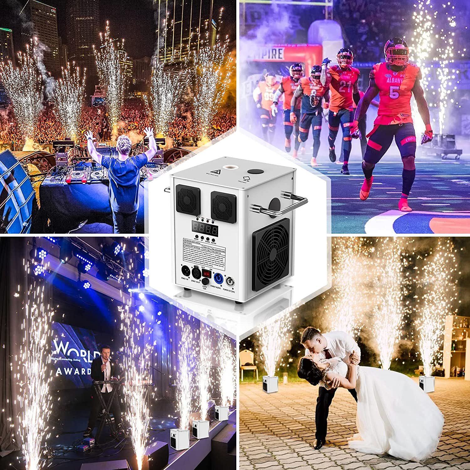 Wireless 750W DMX Cold Spark Firework Machine with Flight Case DJ Event Wedding