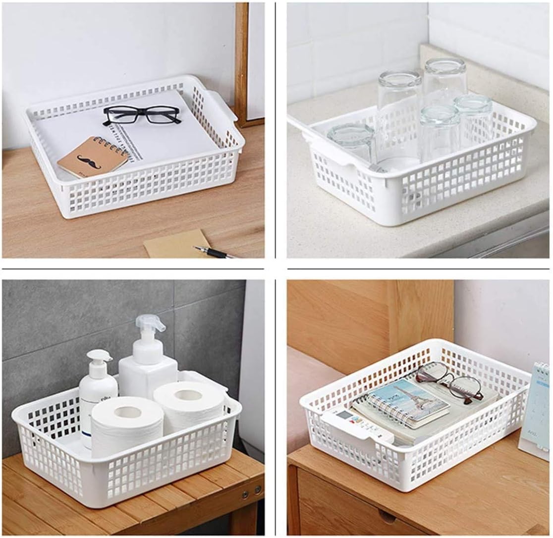 8 Pack Plastic Storage Baskets - Colorful Paper Organizer Baskets Plastic Shelf