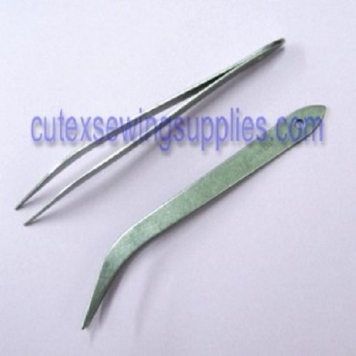 Stainless Steel 5" Bent Tweezers - Set of 2