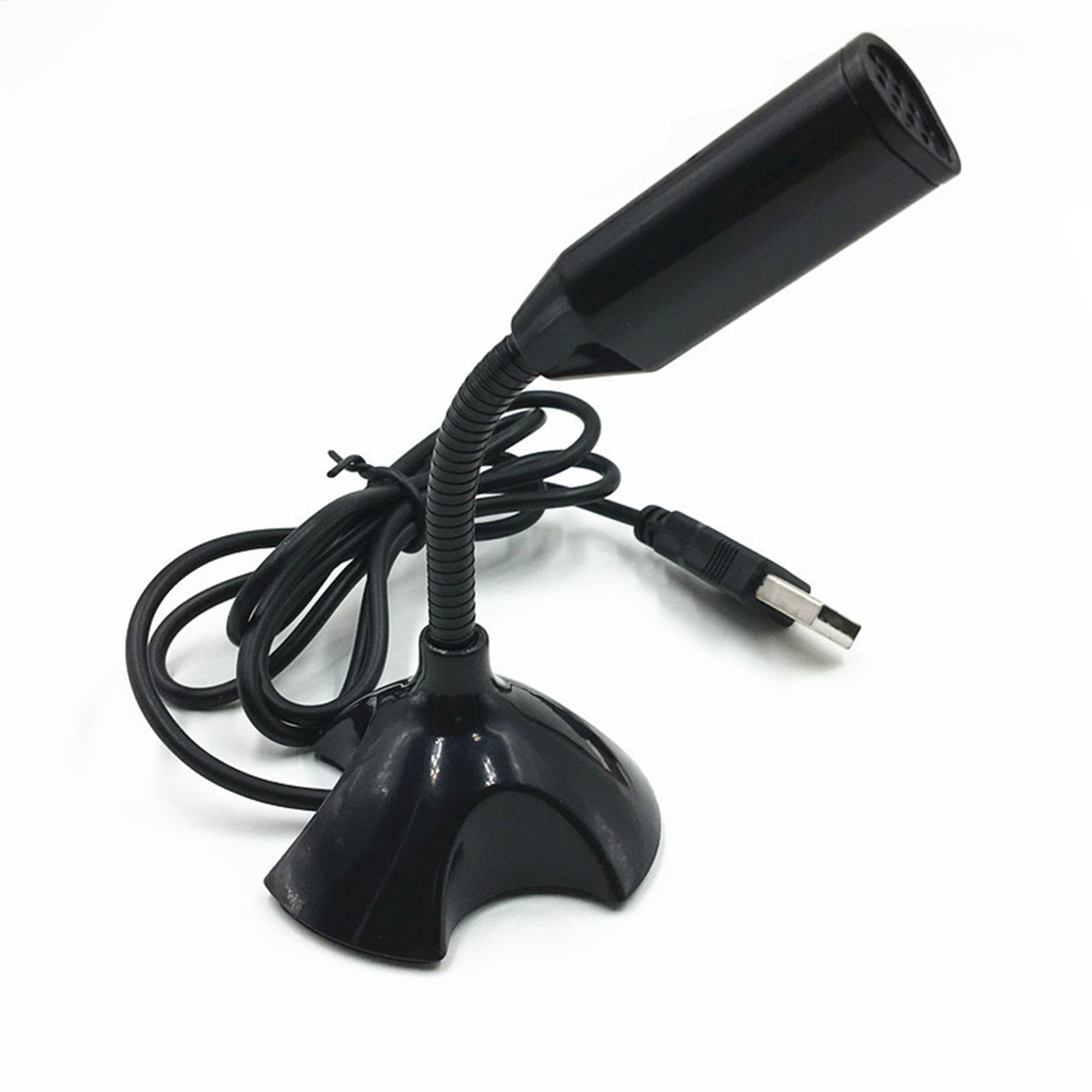 Black USB Mini Desktop Speech Microphone Stand for PC Laptop Computer Notebook A