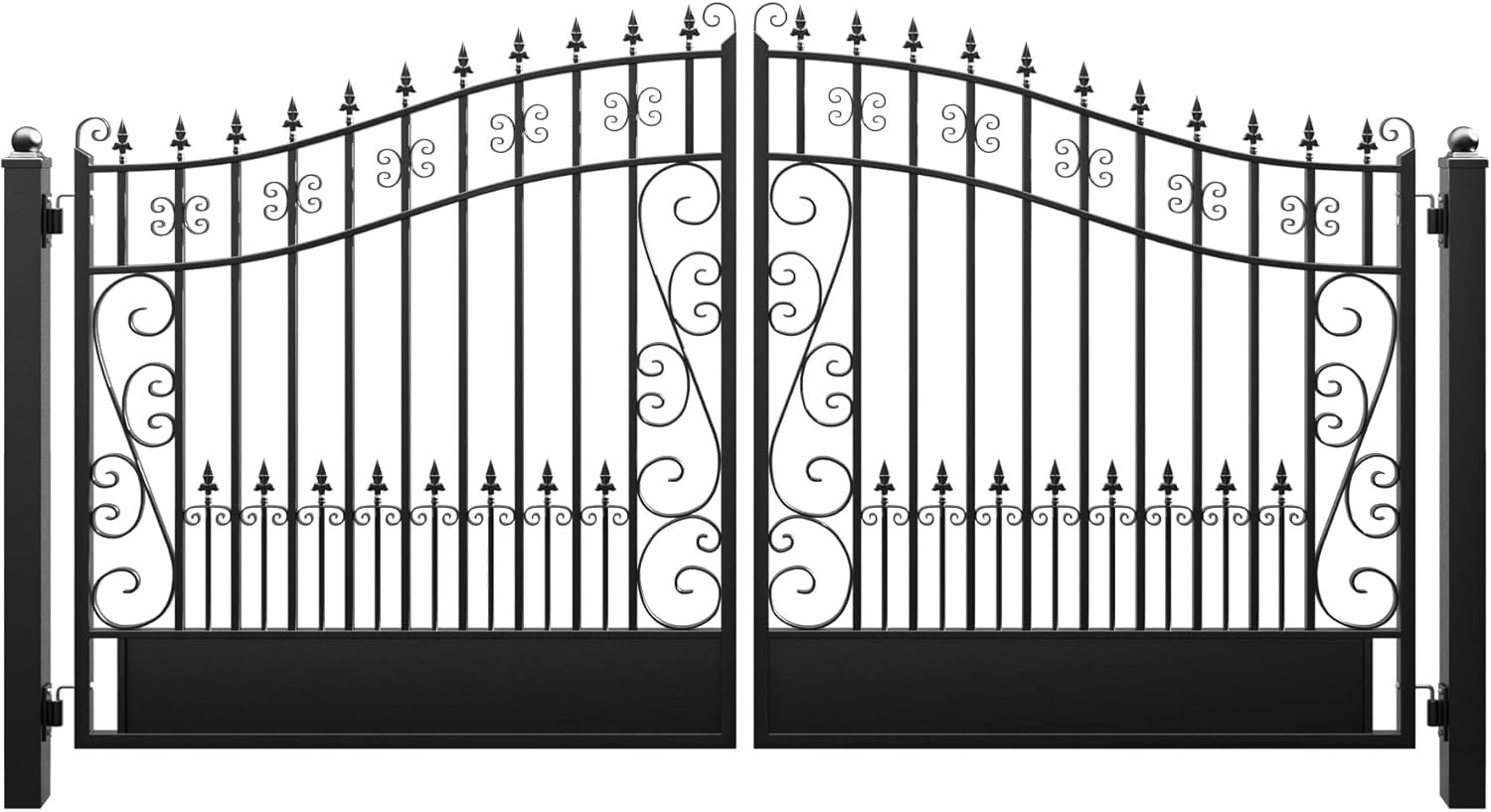 ZUMI Dual Swing Driveway Gates, 12X6 Ft. Outdoor Steel Swing Gates for Driveway,
