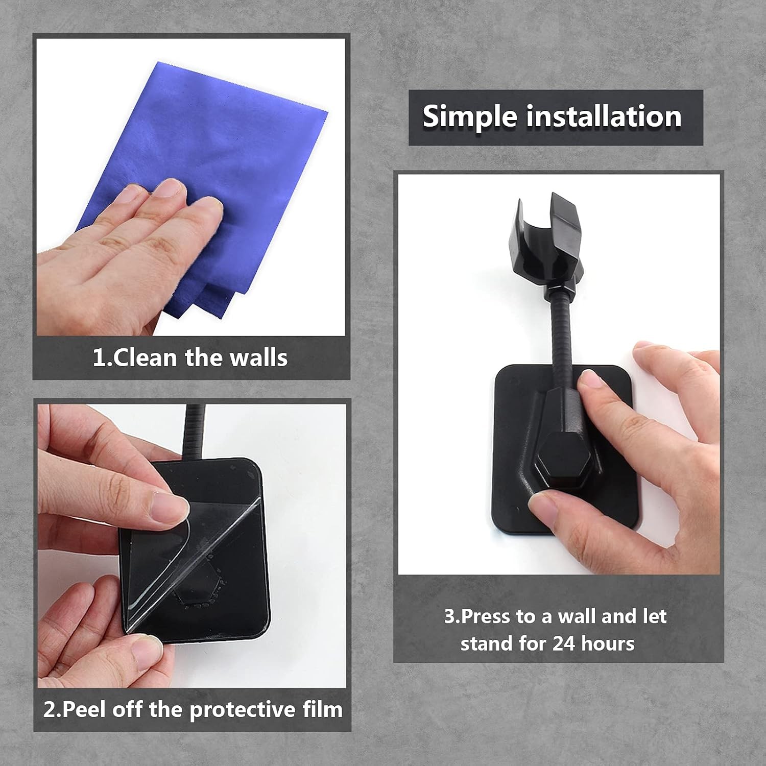 2Pcs Shower Head Holder Adhesive Adjustable Handheld Bathroom Shower Head