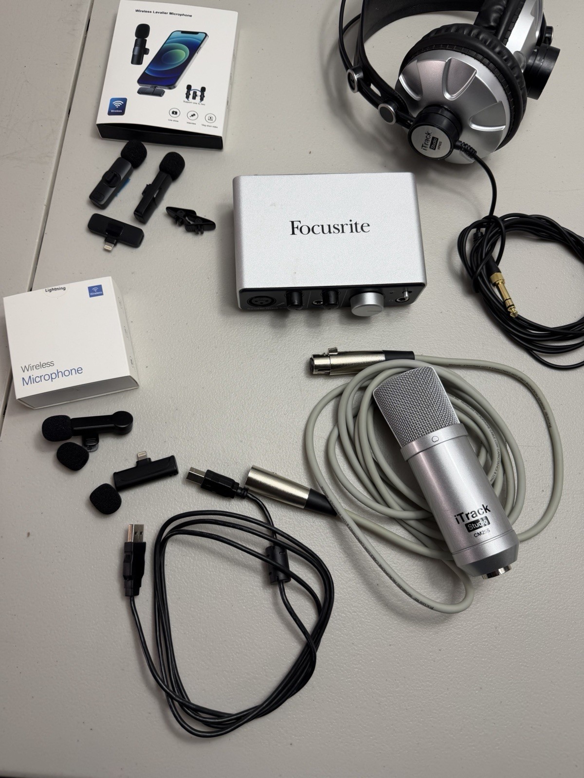 Focusrite iTrack Studio w/ iTrack Solo Recording Interface Microphone Headphones