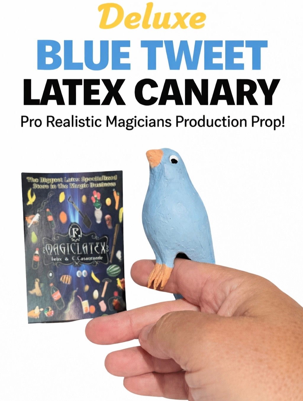 Deluxe FAKE RUBBER BLUE TWEET CANARY Bird Parakeet Latex Prop Stage Magic Trick