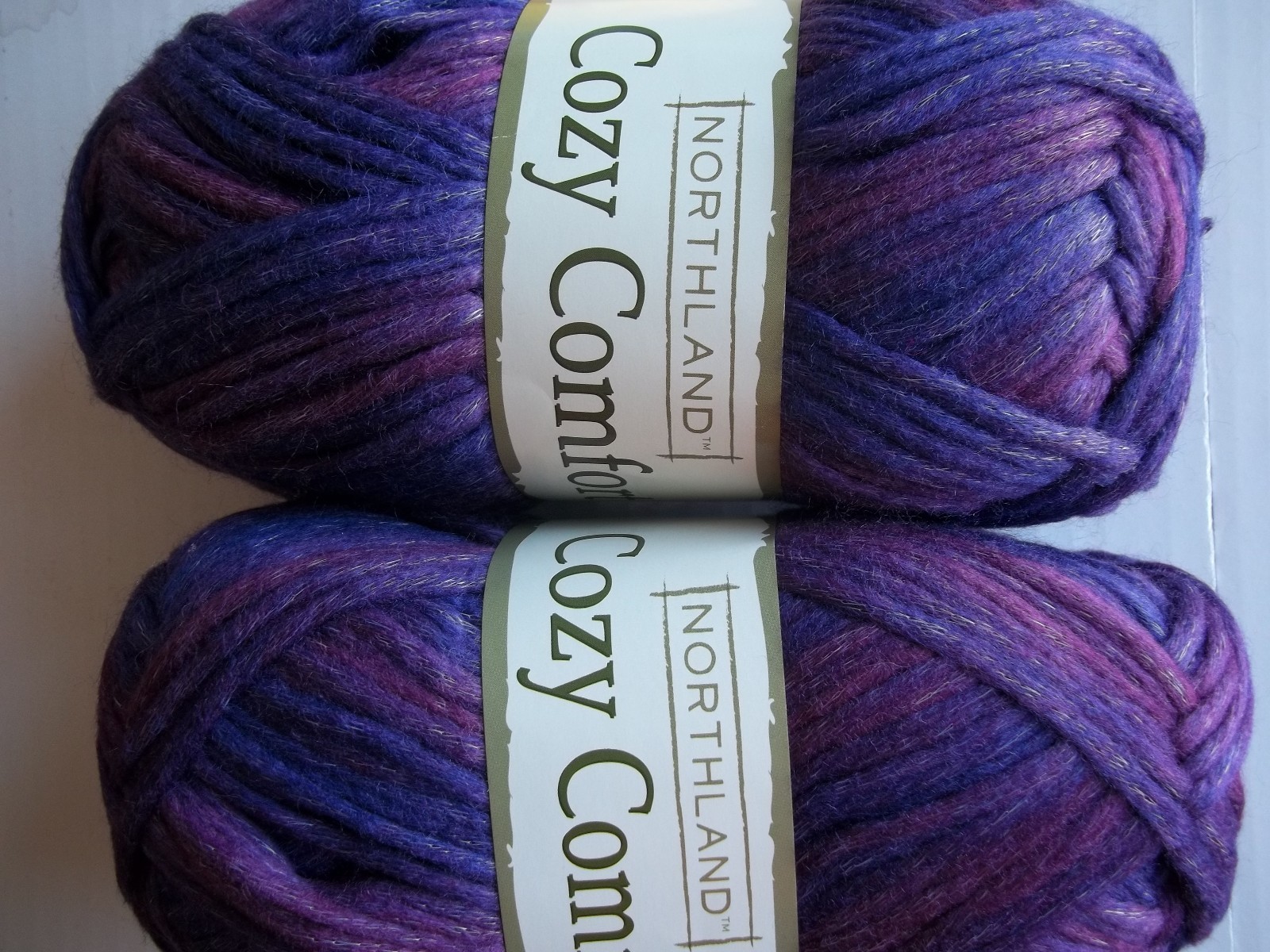 Northland Cozy Comfort bulky fashion yarn, Electric Purple, lot of 2(131 yds ea)