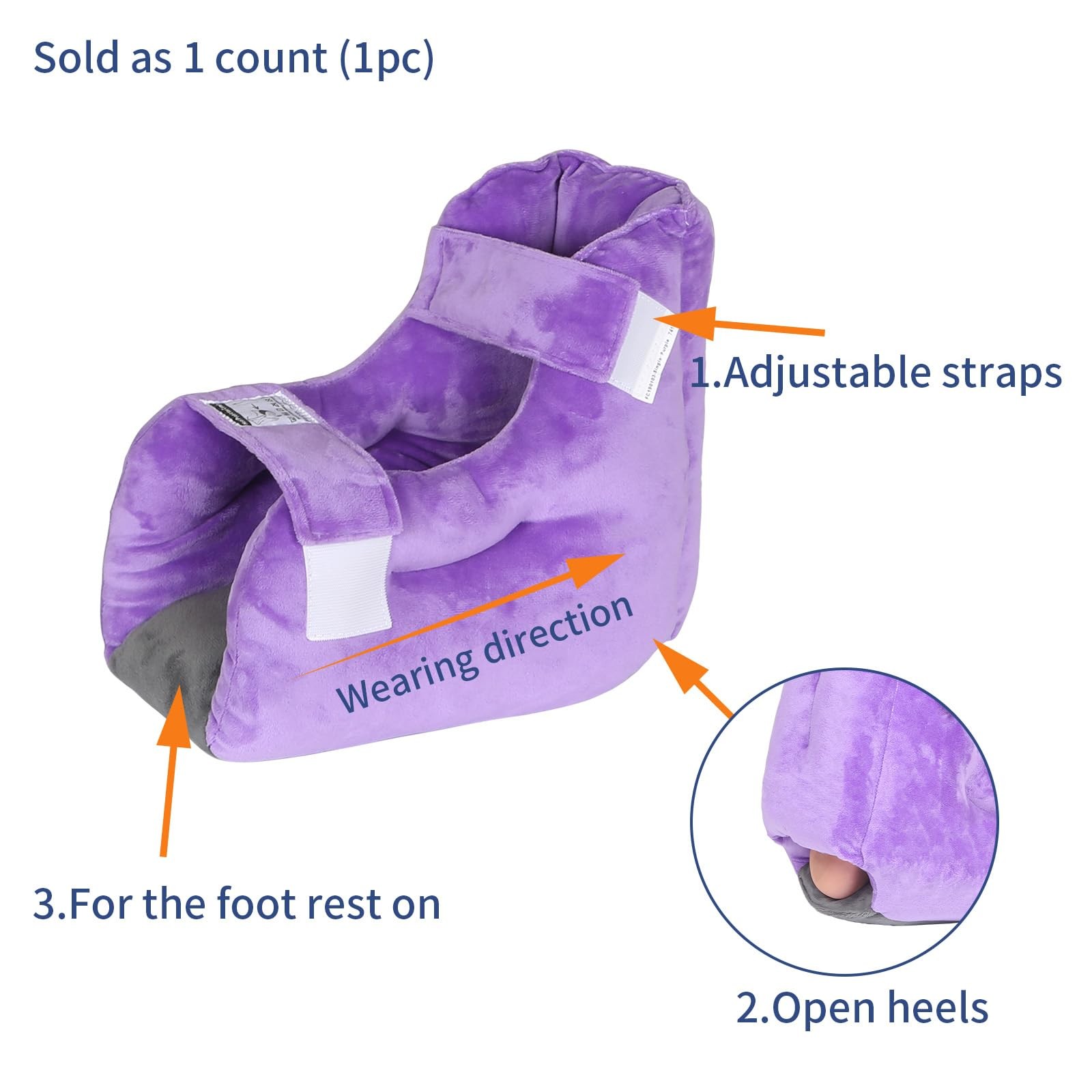Ehucon 1pc Velour Heel Protectors Remove Pressure and Bedsores,Heel Protector...
