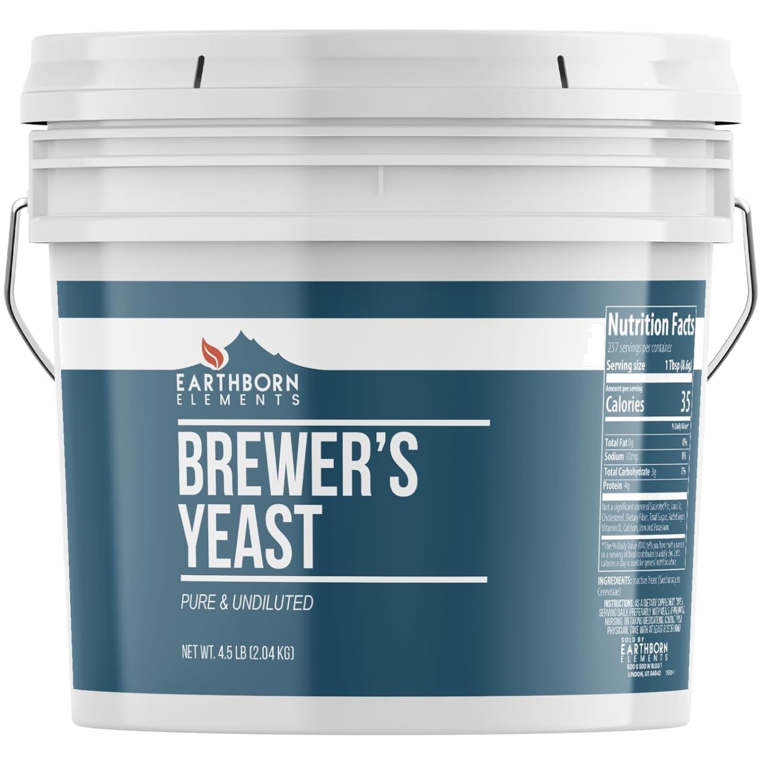 128oz Pure & Undiluted Brewer’s Yeast – Natural Superfood Powder in Bucket