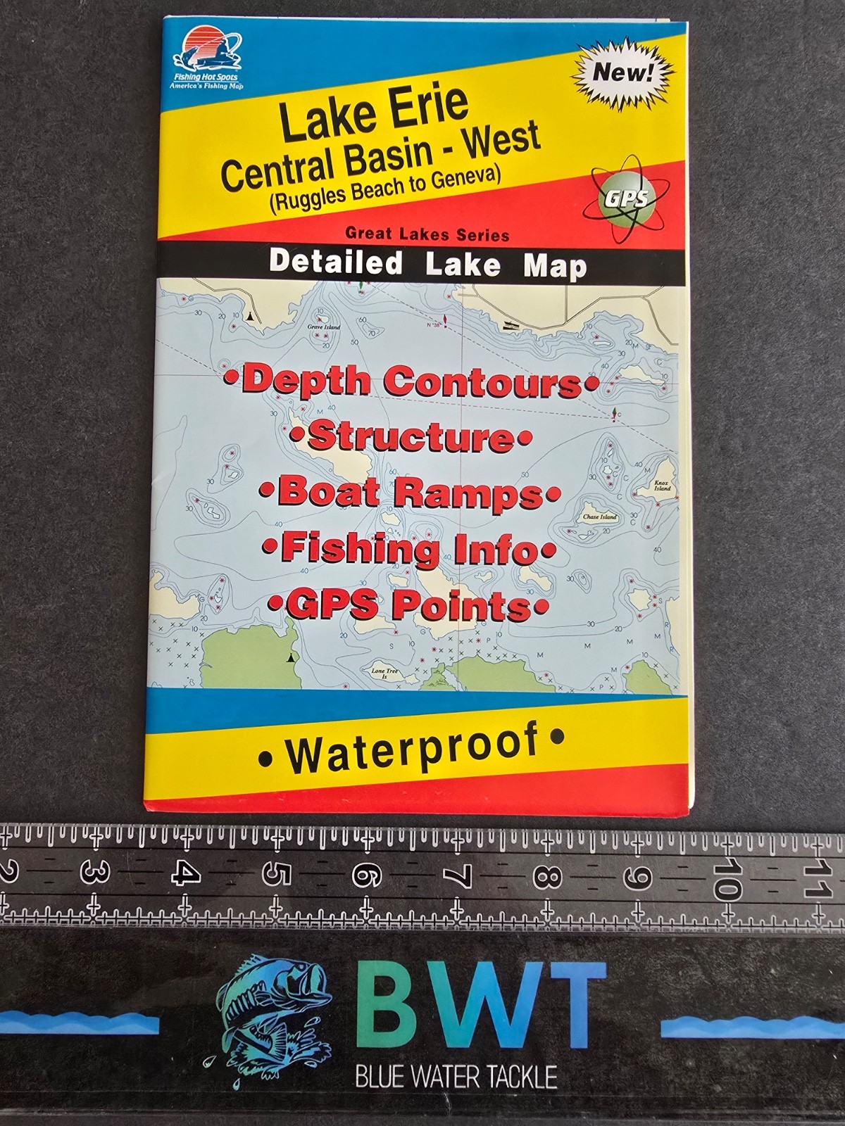 Lake Erie (Central Basin-West)- Lake Map *New* Fishing/ Fishing House Decor