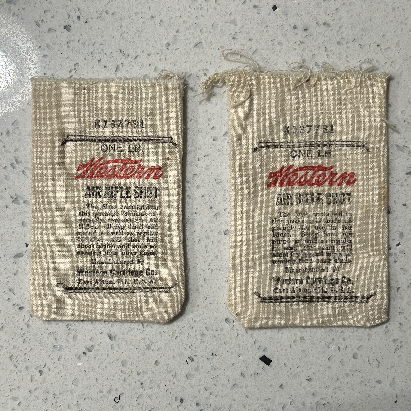 VINTAGE NOS WESTERN CARTRIDGE CO. 1 LB. AIR RIFLE SHOT BAGS (Two)