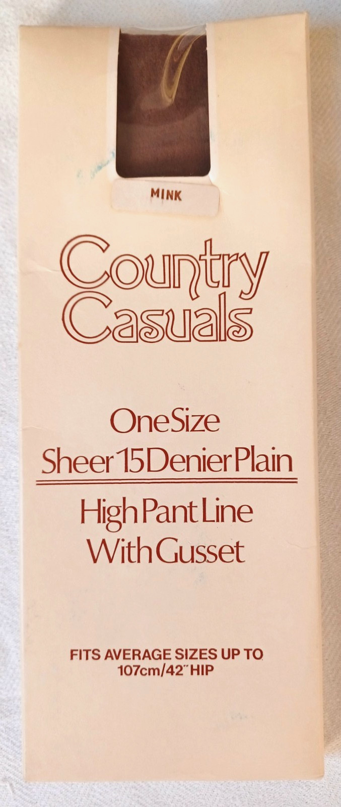Country Casuals 1970 80s Vintage 15 Denier Sheer Onesize Tights with Gusset Mink