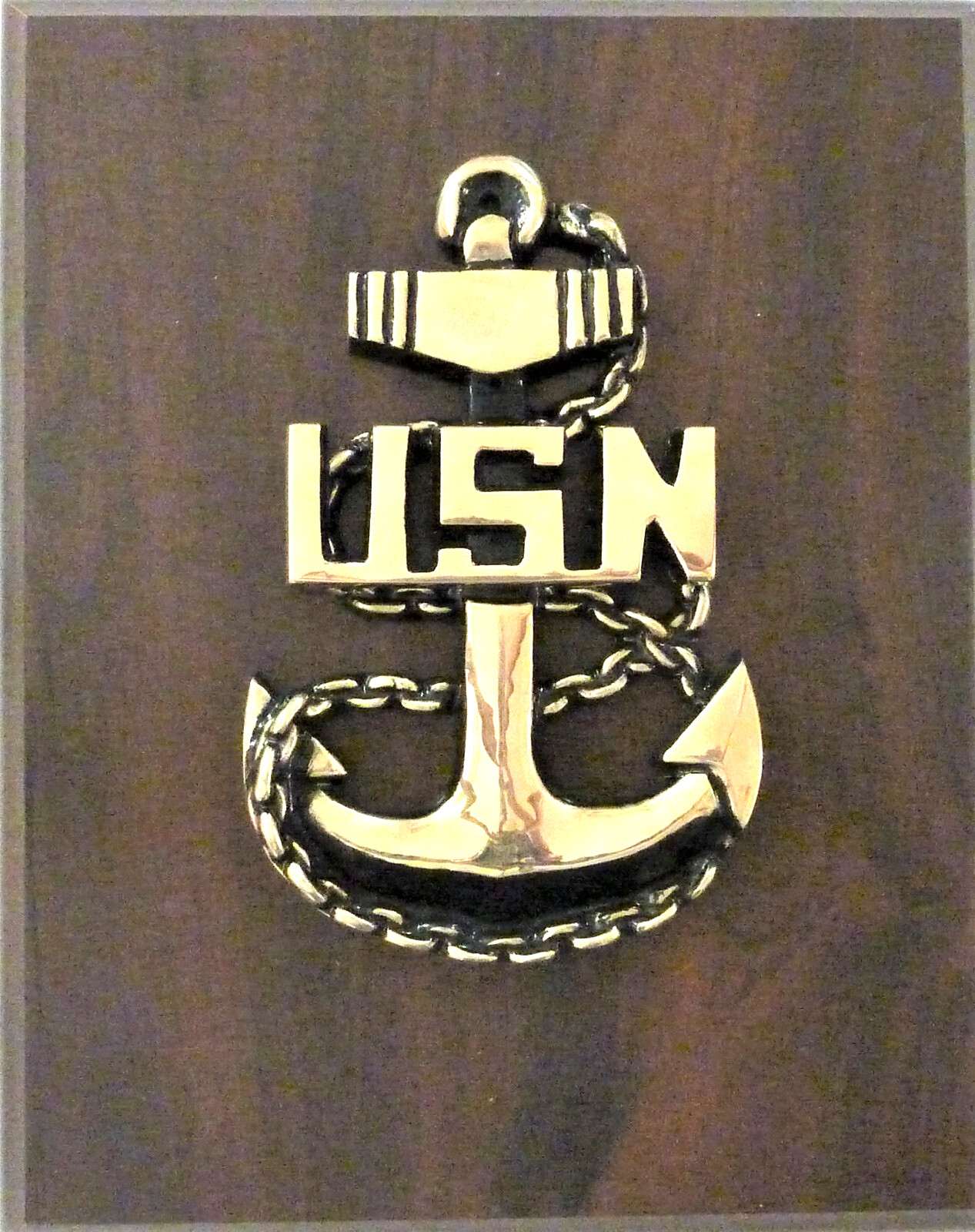 US Navy  Military Brass E7 Insignia Plaque 8x10 -Chief Anchor Solid Brass