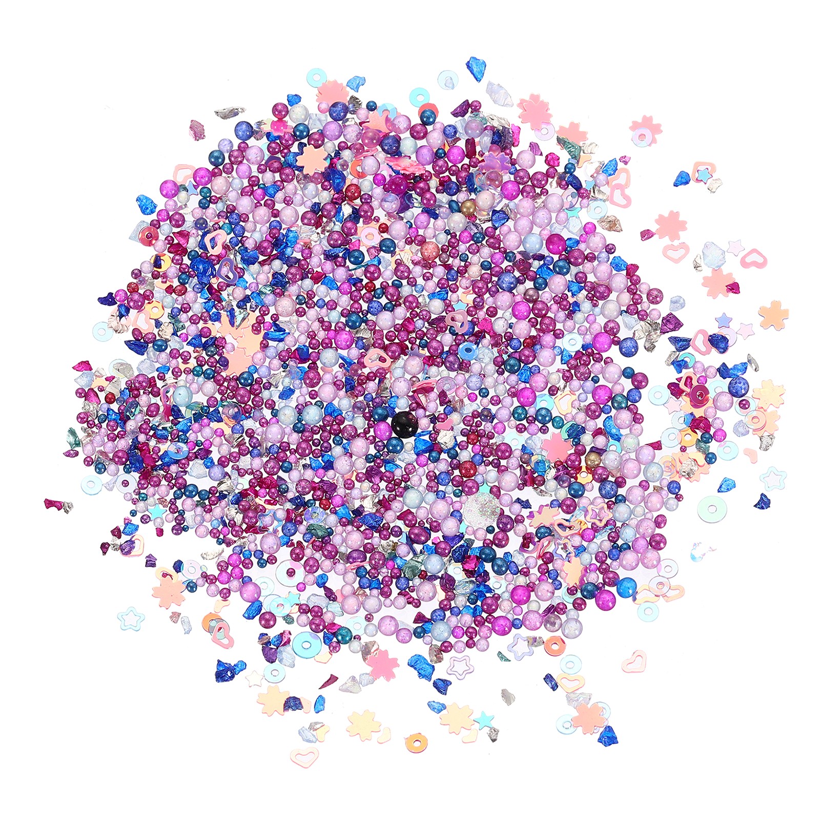 Nail Art Crushed Stone, 60g 0.8-4mm Nail Gems and Bubble Beads, Blue Purple